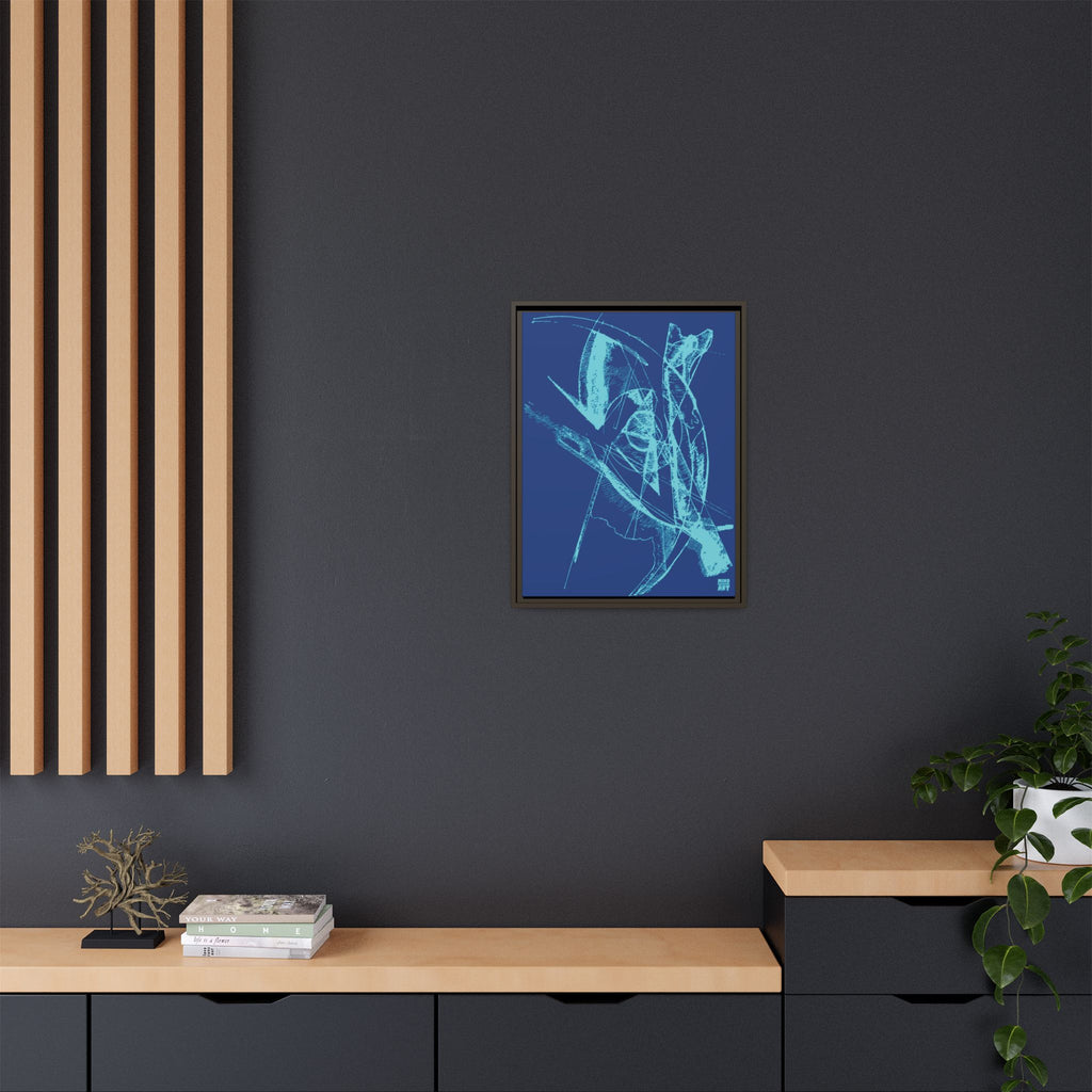 Watching (Aqua, Dark Blue Background) Matte Canvas, Framed