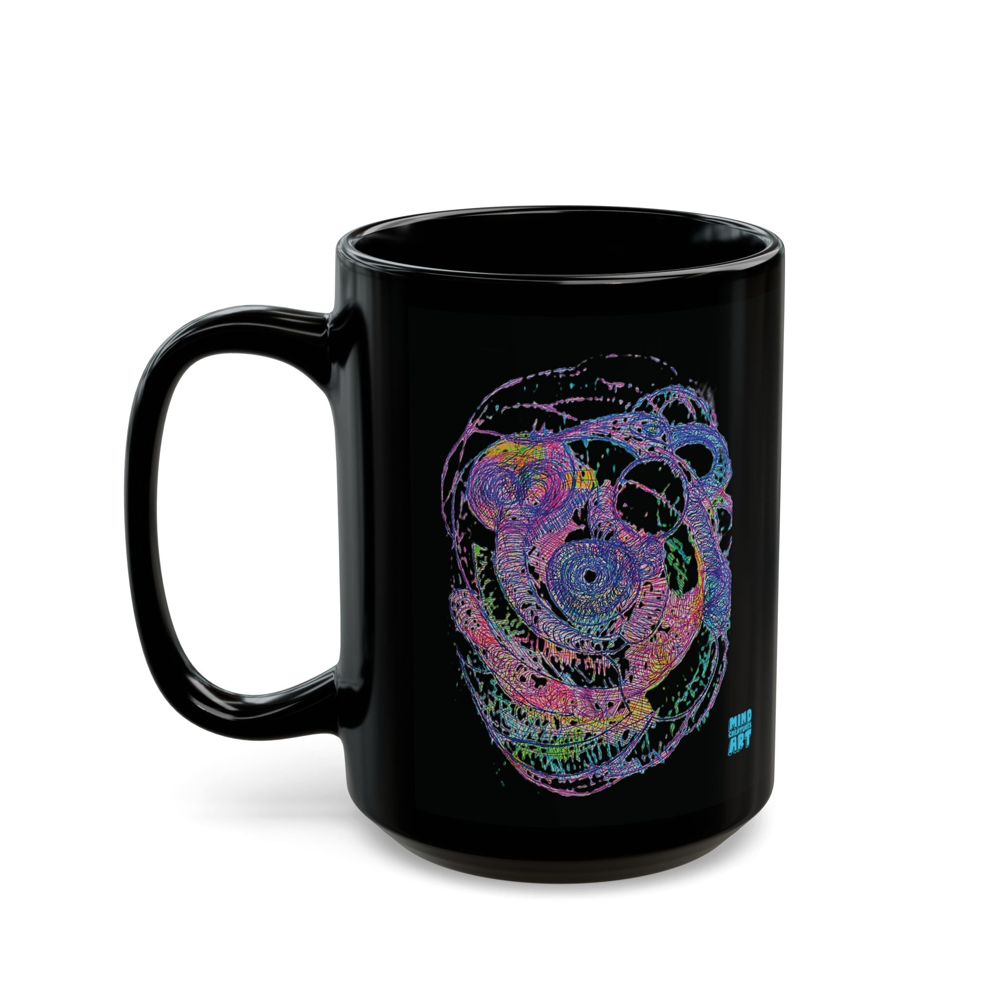 Spiraling Black Ceramic Mug (11oz, 15oz)