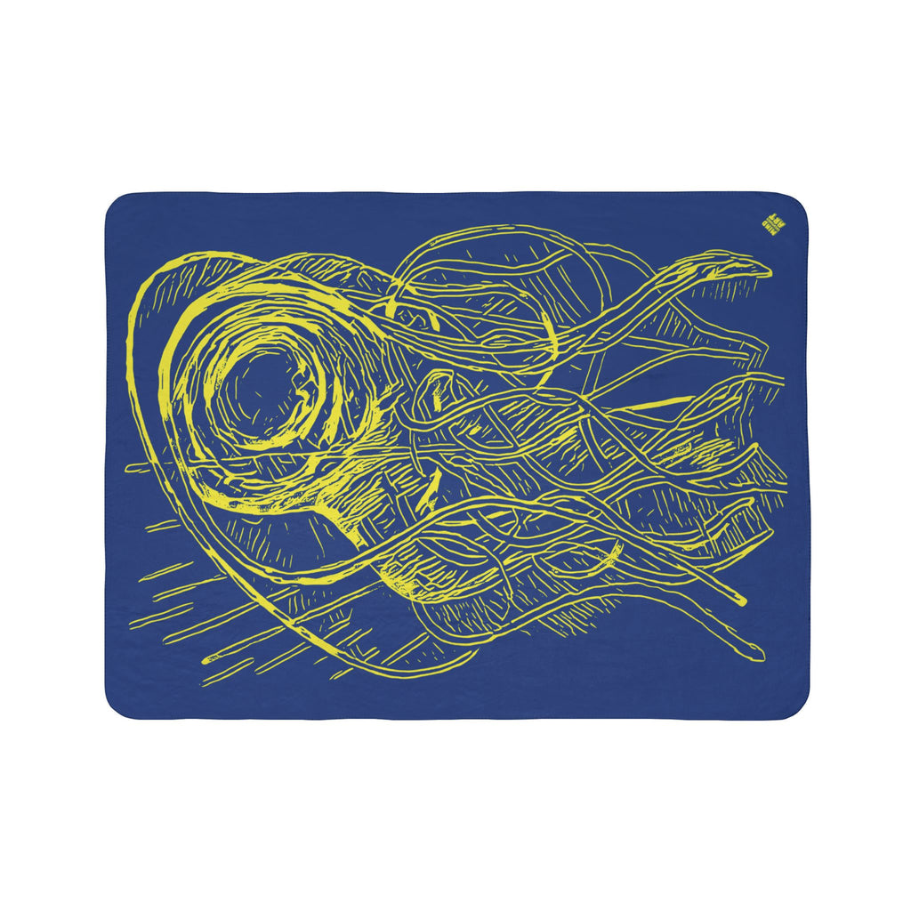 Copy of Jelly Jam (Yellow, Black Background) Fleece Sherpa Blanket