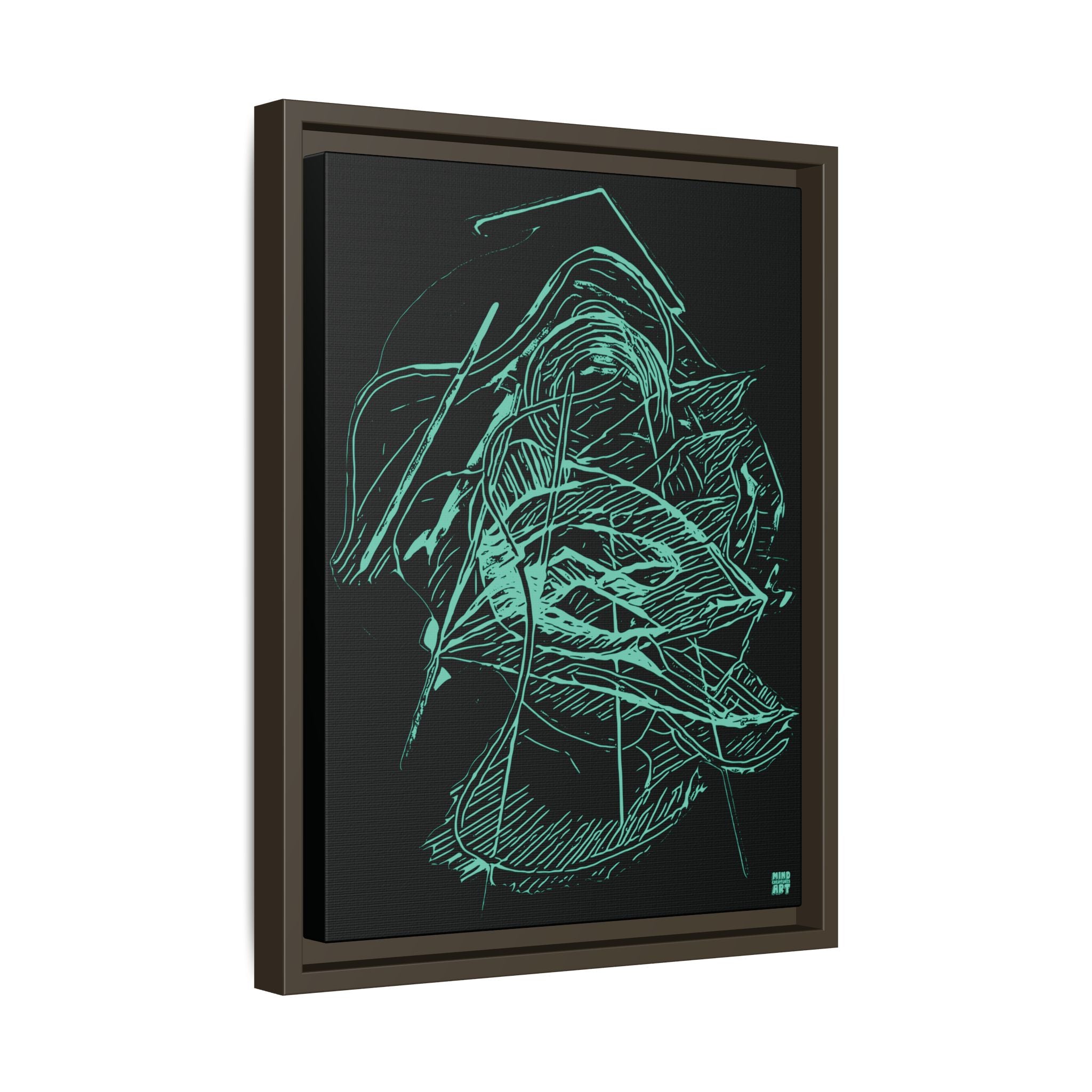 Dive Reflex (Teal, Black Background) Matte Canvas, Framed