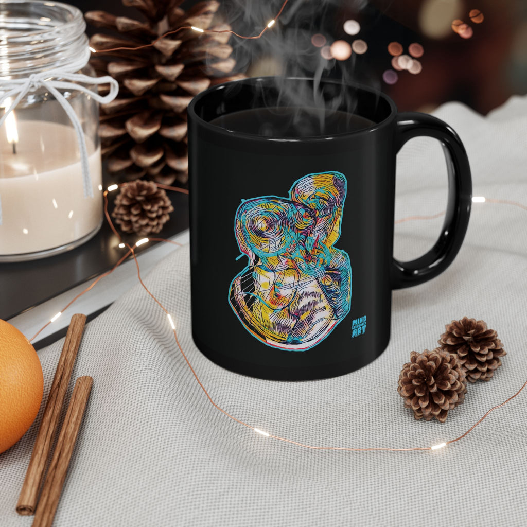 Curiosity (Teal) Black Ceramic Mug (11oz, 15oz)