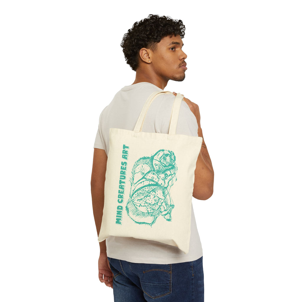 Exploration (Blur, White & Teal) Cotton Canvas Tote Bag