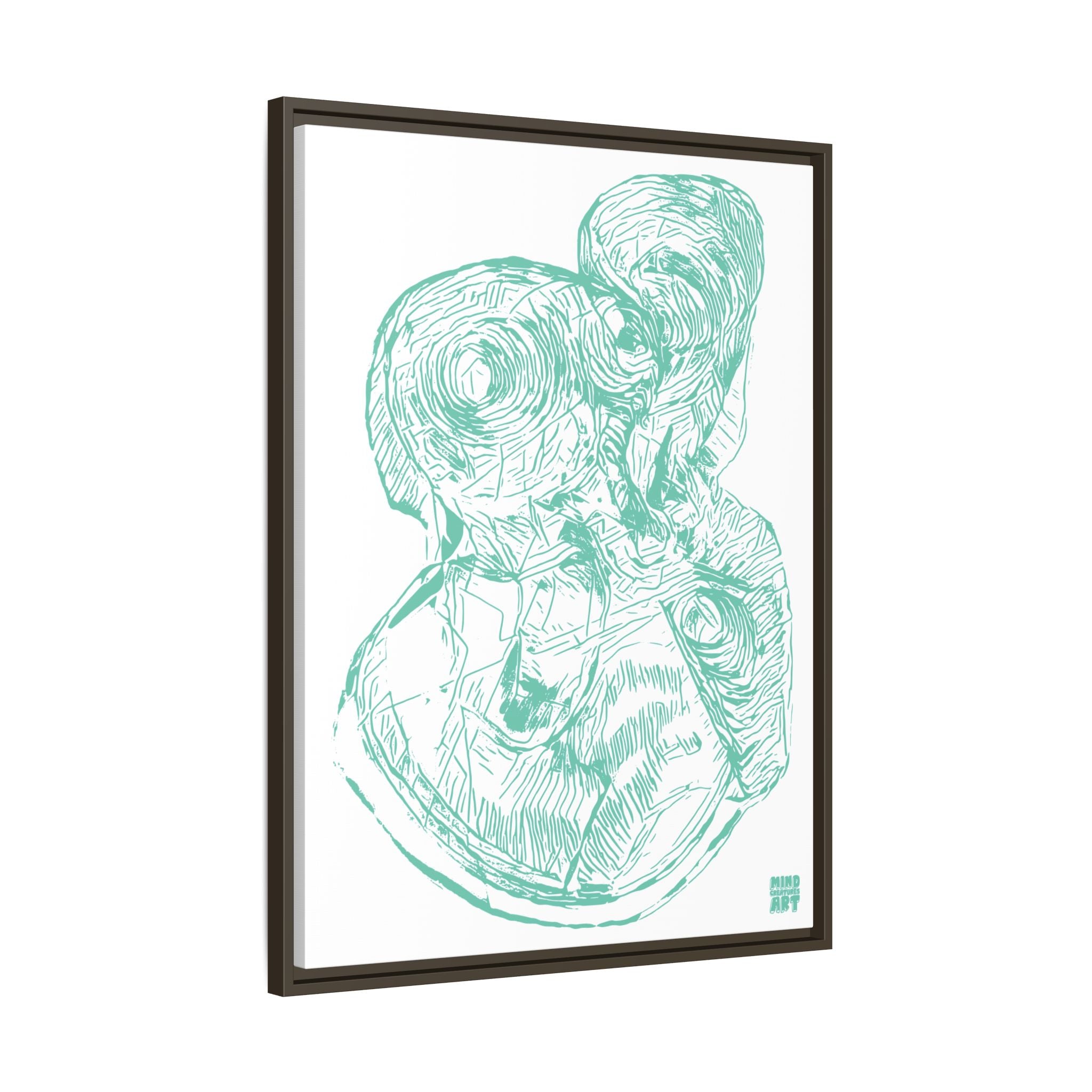 Curiosity (Teal, White Background) Matte Canvas, Framed