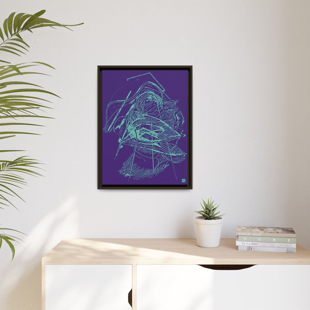 Dive Reflex (Teal, Purple Background) Matte Canvas, Framed