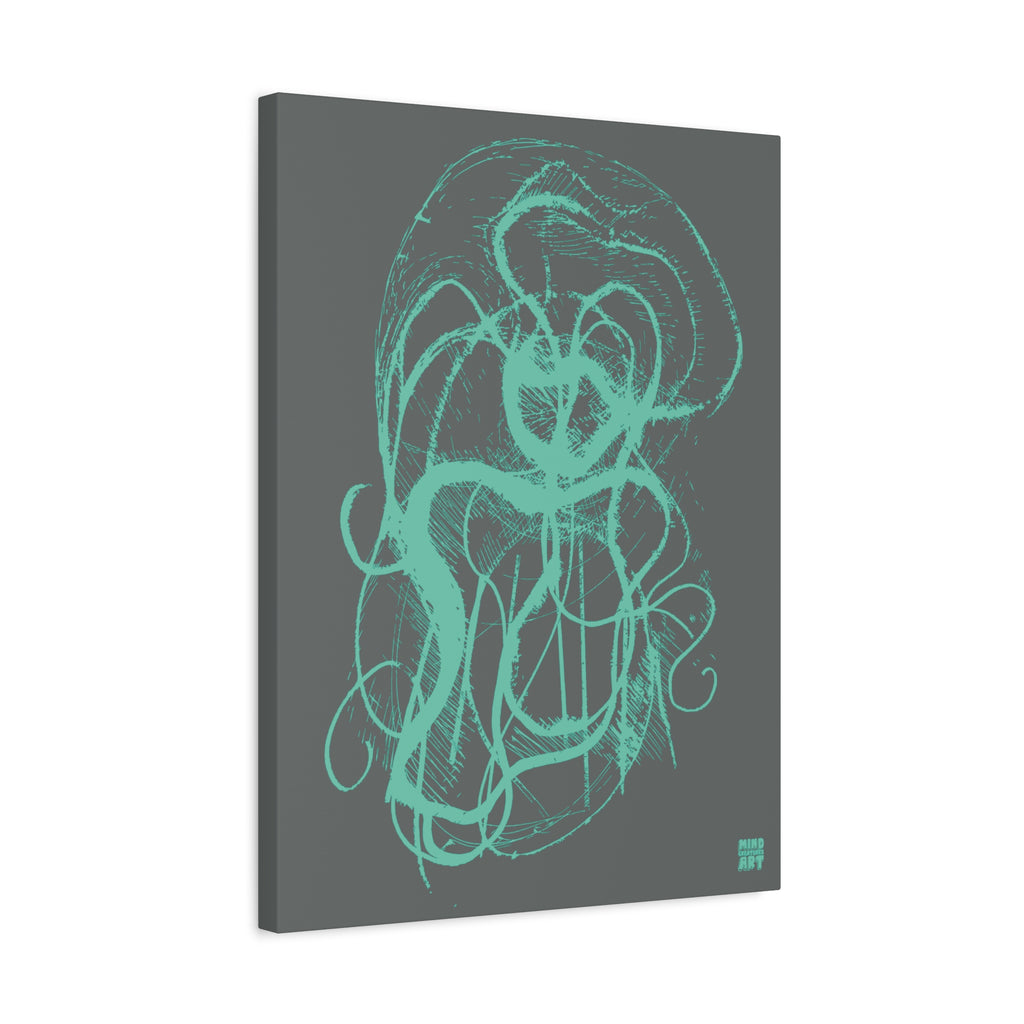 Davy Jones (Teal, Dark Gray Background) Matte Canvas, Stretched, 1.25"