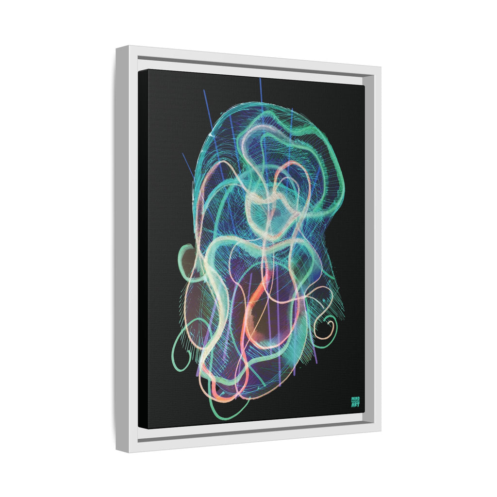 Davy Jones (Electric Teal, Black Background) Matte Canvas, Framed