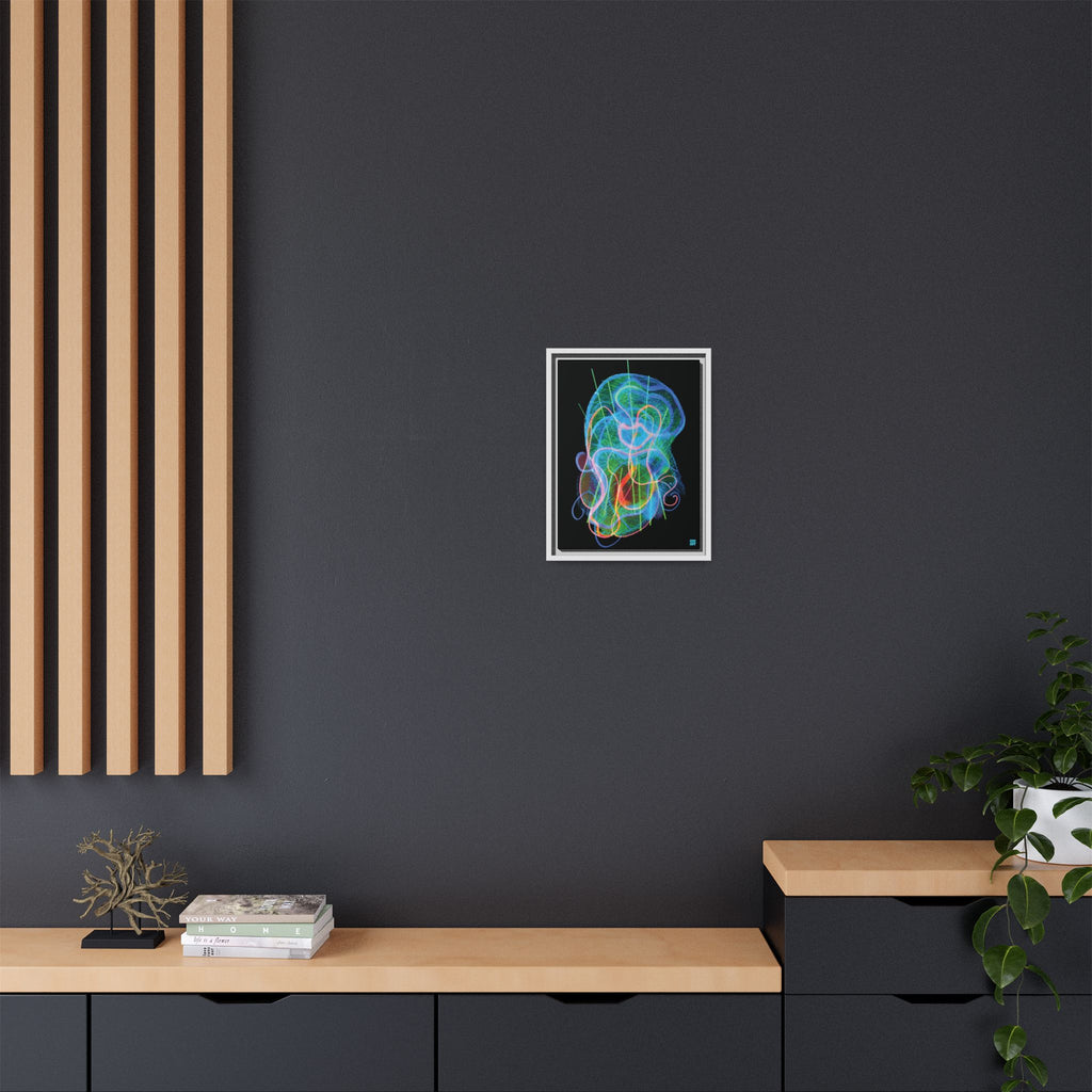 Davy Jones (Electric Blue & Green, Black Background) Matte Canvas, Framed