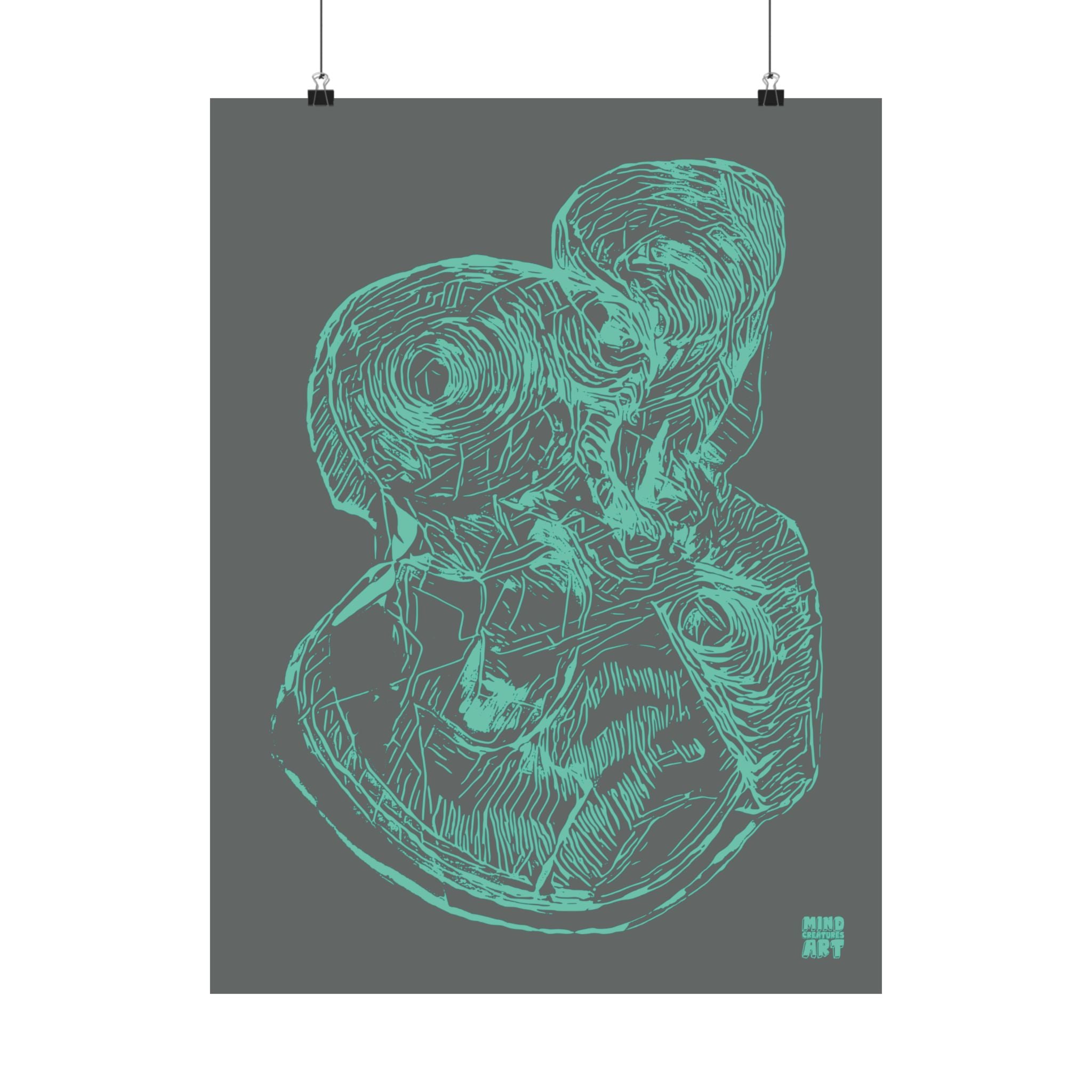 Curiosity (Teal, Dark Gray Background) Matte Poster