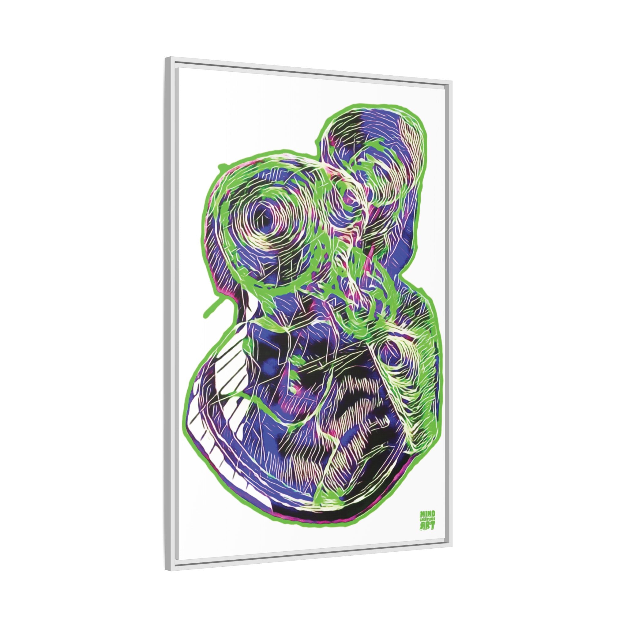 Curiosity (Electric Green, White Background) Matte Canvas, Framed