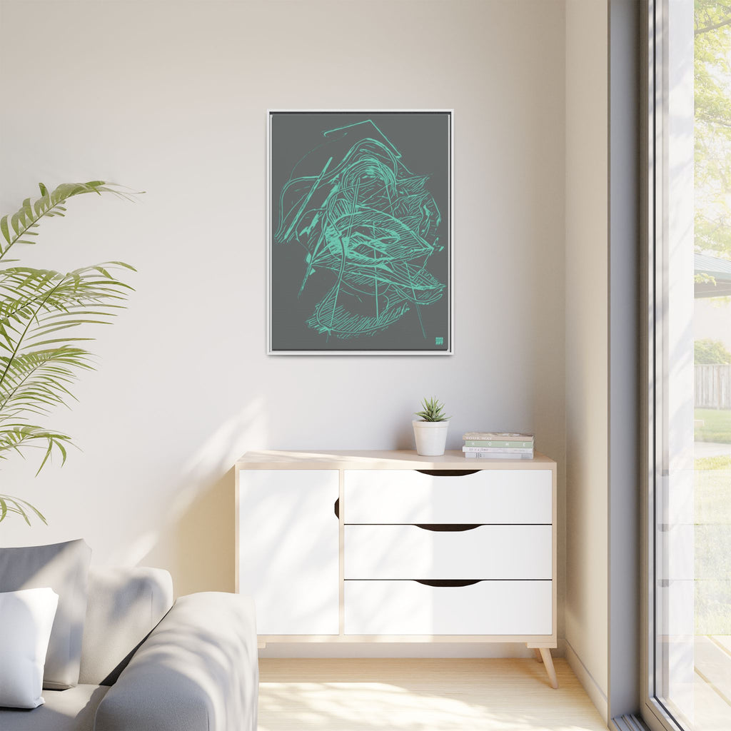 Dive Reflex (Teal, Dark Gray Background) Matte Canvas, Framed
