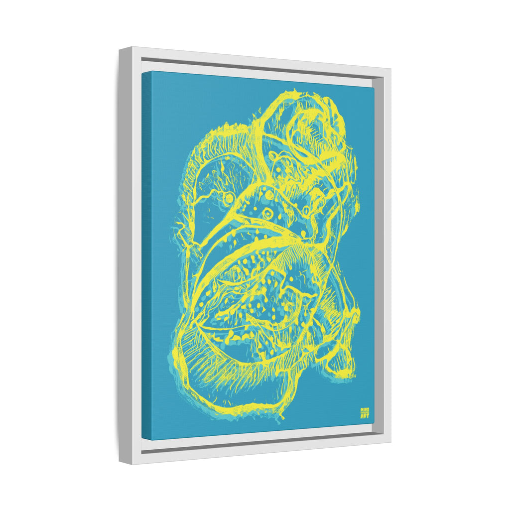 Exploration (Blur, Blue & Yellow, Dark Blue Background) Matte Canvas, Framed