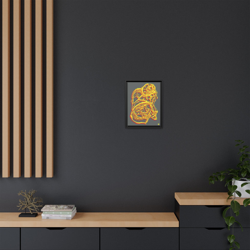 Exploration (Blur, Red & Yellow, Dark Gray Background) Matte Canvas, Framed