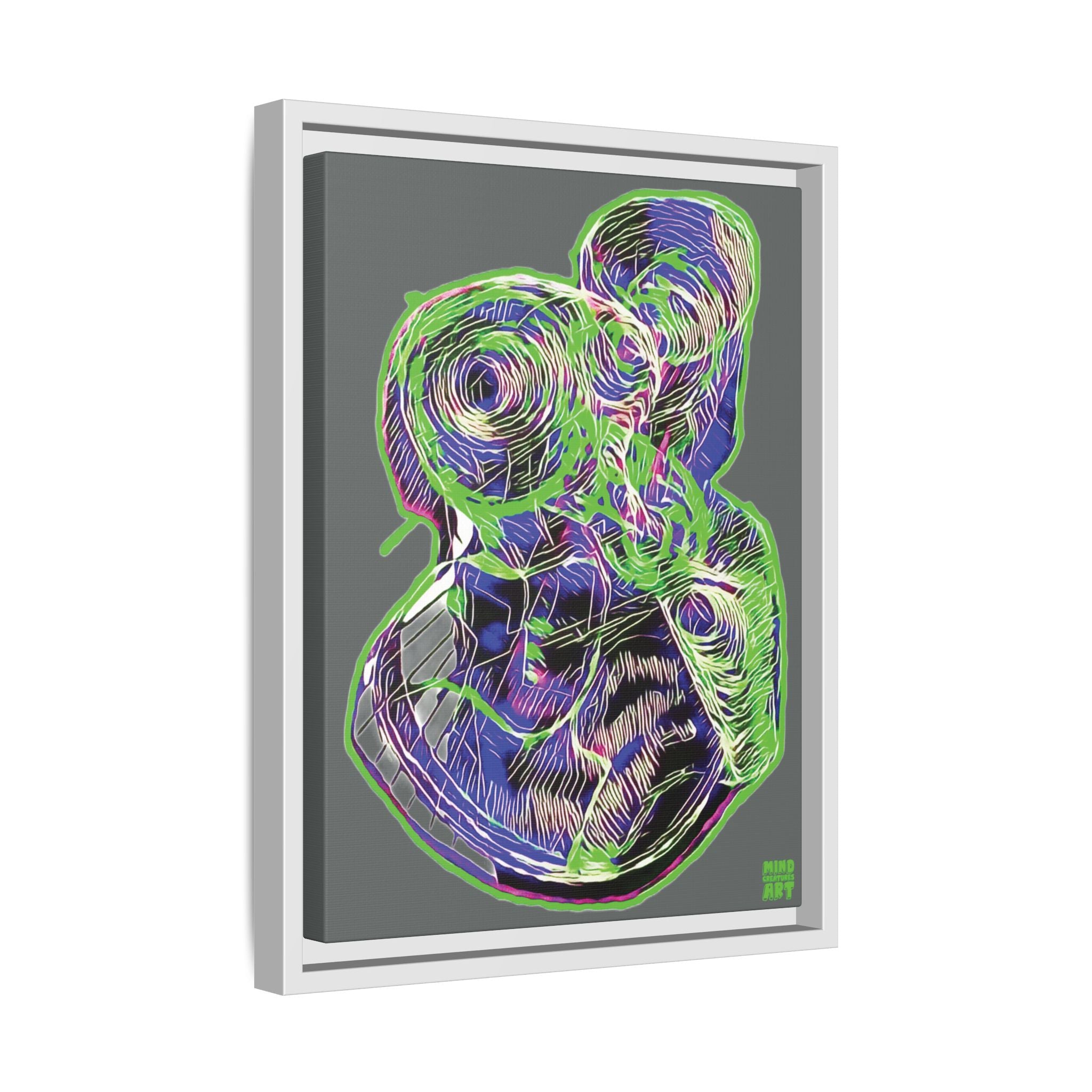 Curiosity (Electric Green, Dark Gray Background) Matte Canvas, Framed