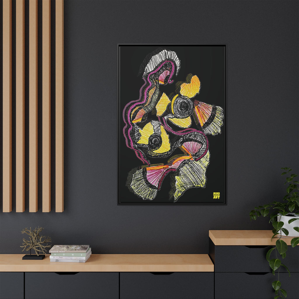 Crimson Teacher (Black Background) Matte Canvas, Framed