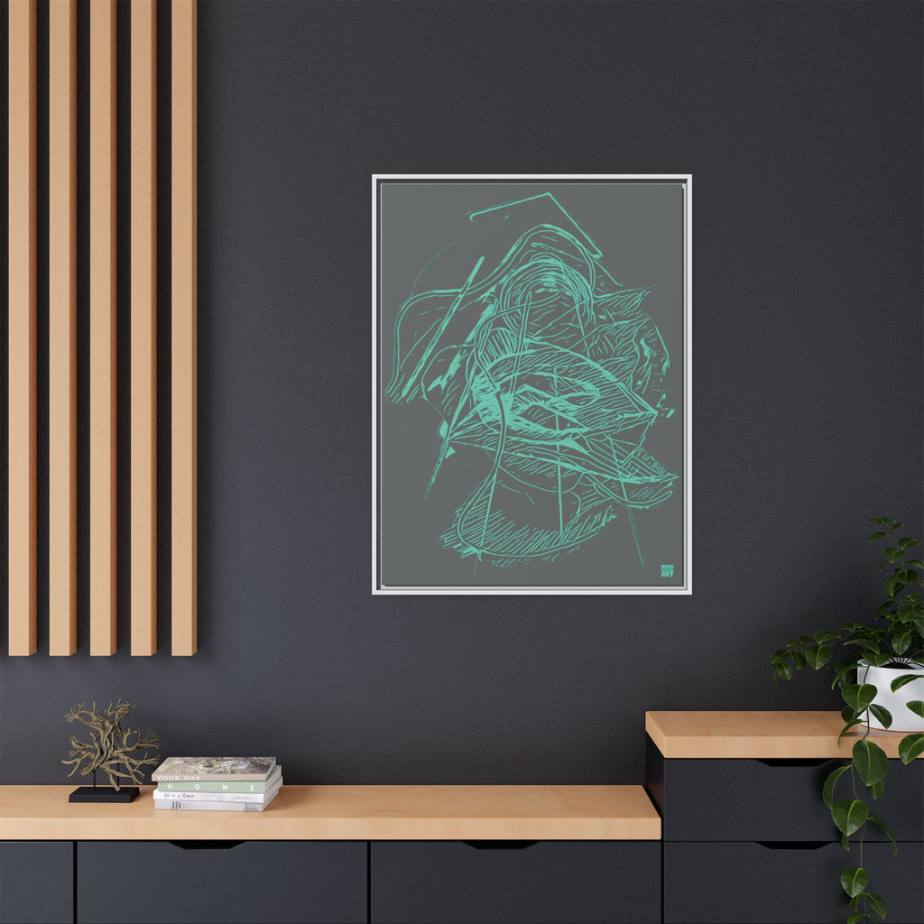 Dive Reflex (Teal, Dark Gray Background) Matte Canvas, Framed