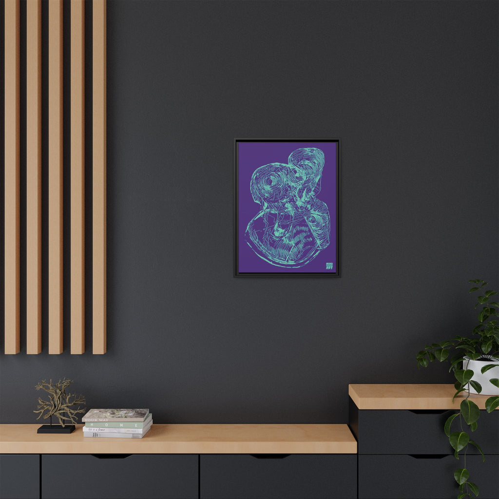 Curiosity (Teal, Purple Background) Matte Canvas, Framed