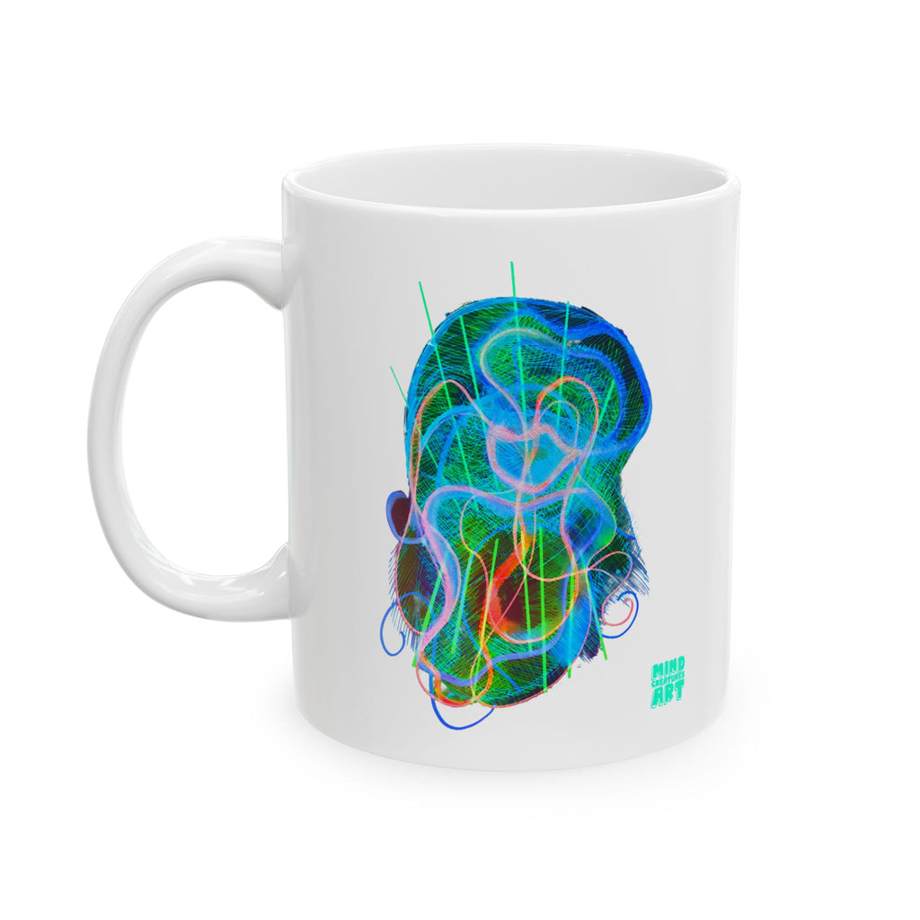Davy Jones (Electric Green & Blue) White Ceramic Mug, (11oz, 15oz)