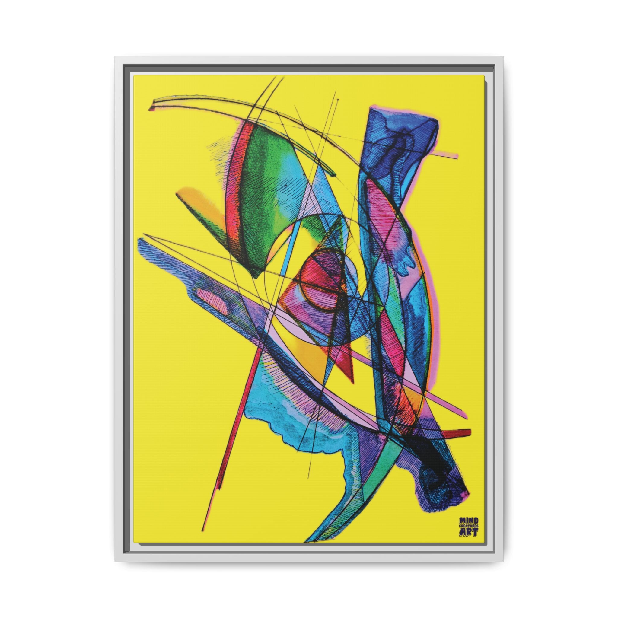 Watching (Yellow Background) Matte Canvas, Framed