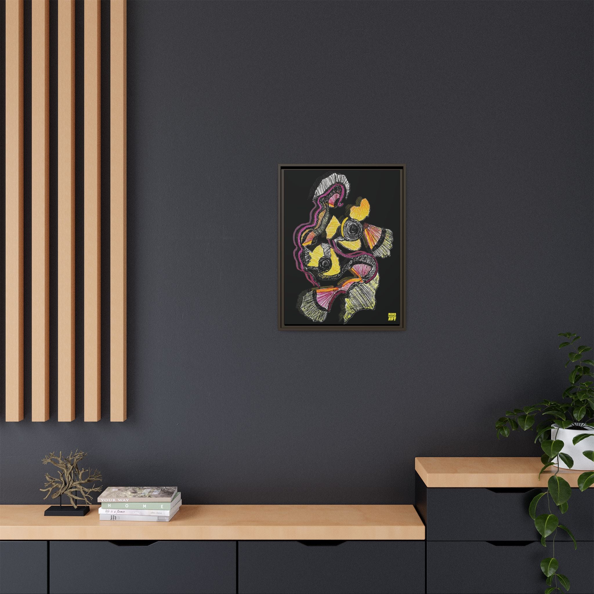 Crimson Teacher (Black Background) Matte Canvas, Framed