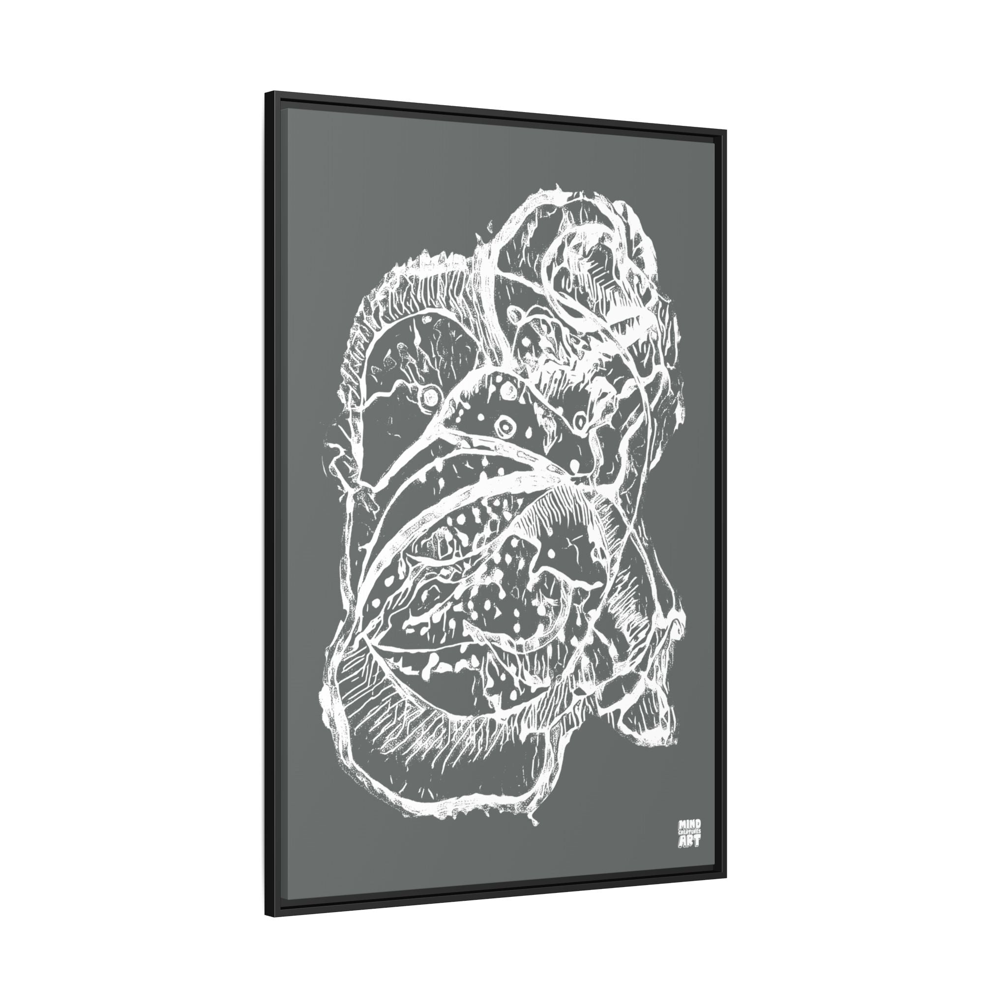 Exploration (White, Dark Gray Background) Matte Canvas, Framed