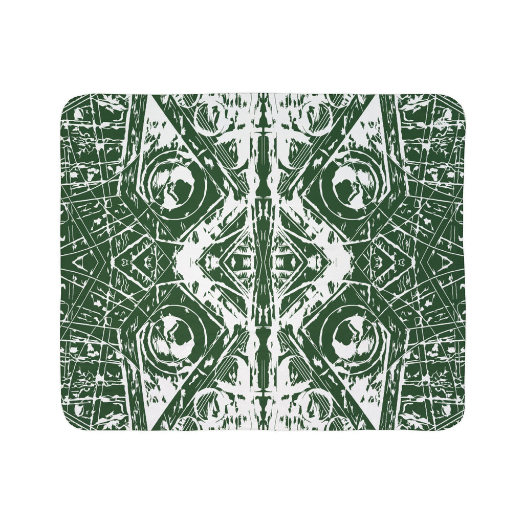 Love (White, Mirror, Dark Green Background) Fleece Sherpa Blanket