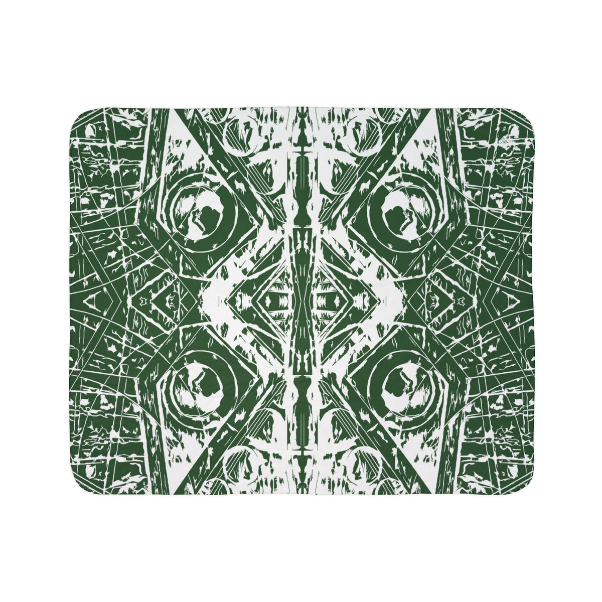 Love (White, Mirror, Dark Green Background) Fleece Sherpa Blanket