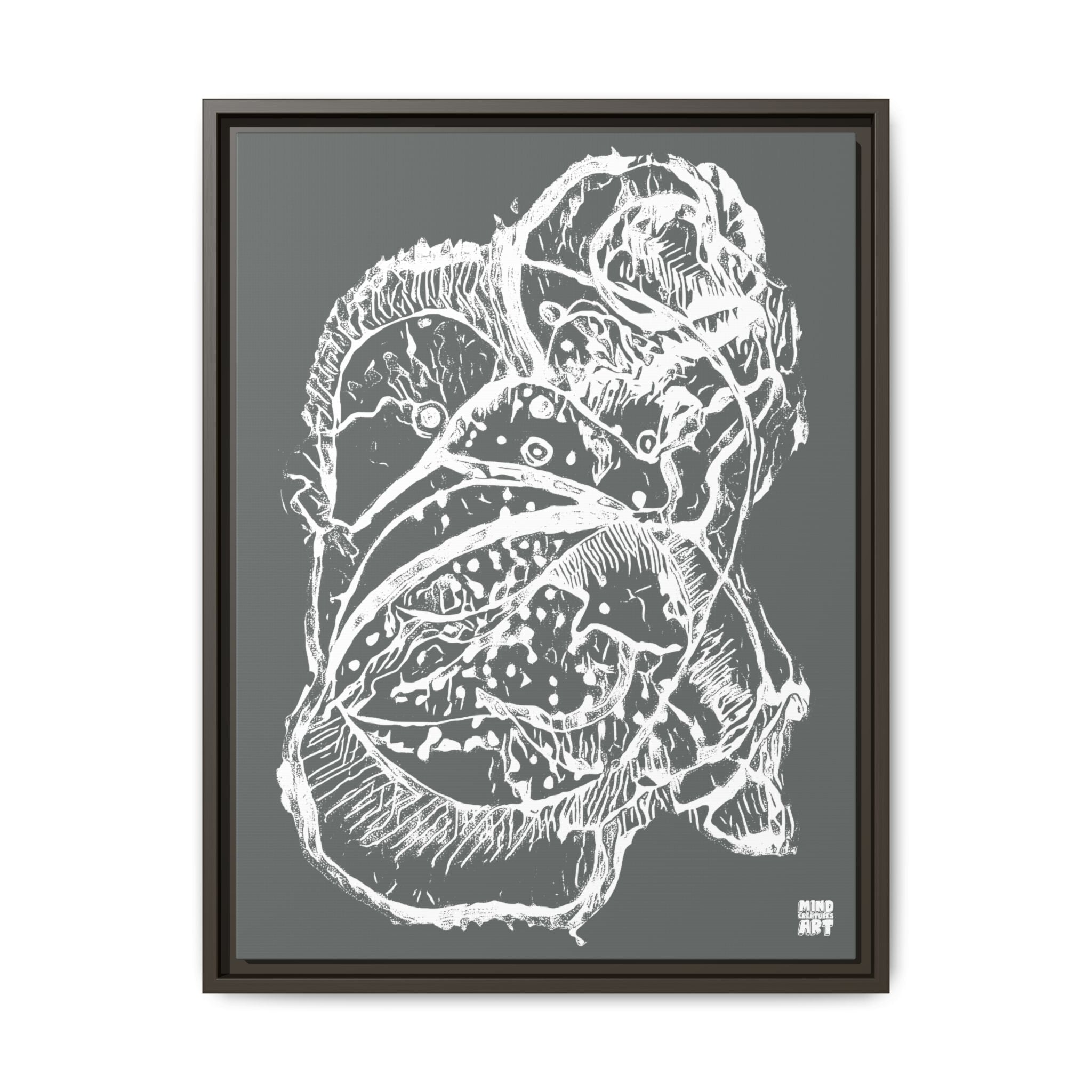 Exploration (White, Dark Gray Background) Matte Canvas, Framed