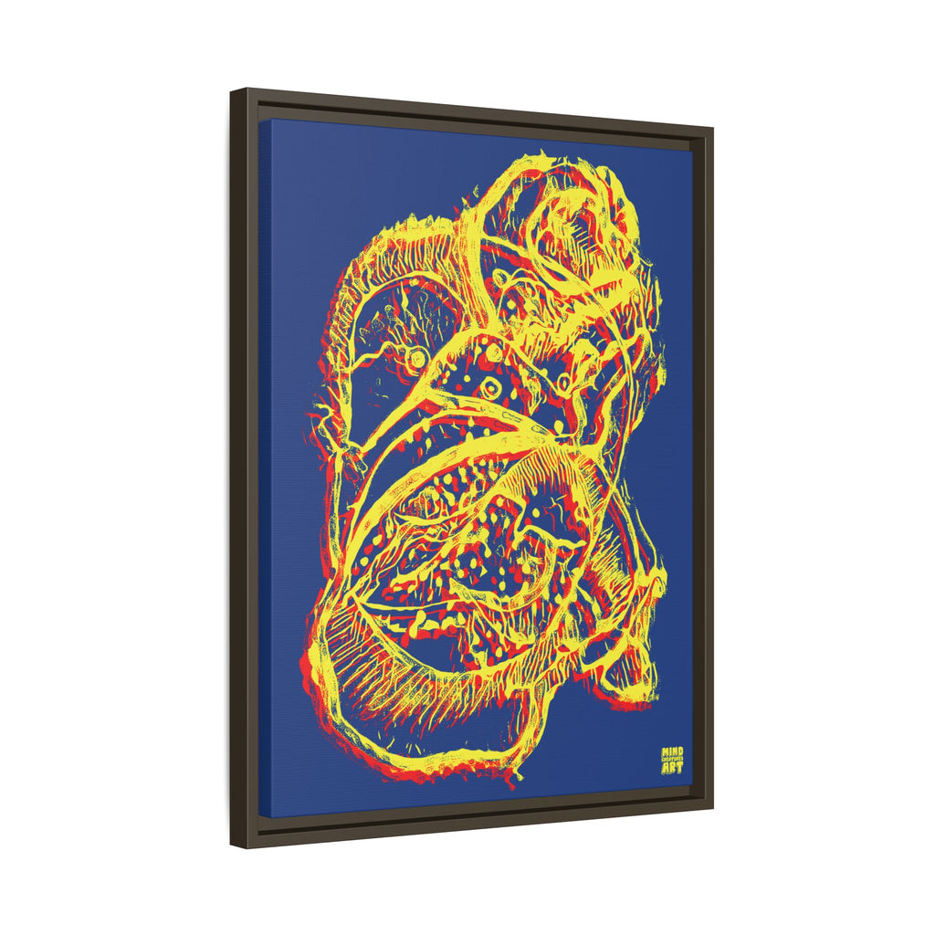 Exploration (Blur, Red & Yellow, Dark Blue Background) Matte Canvas, Framed