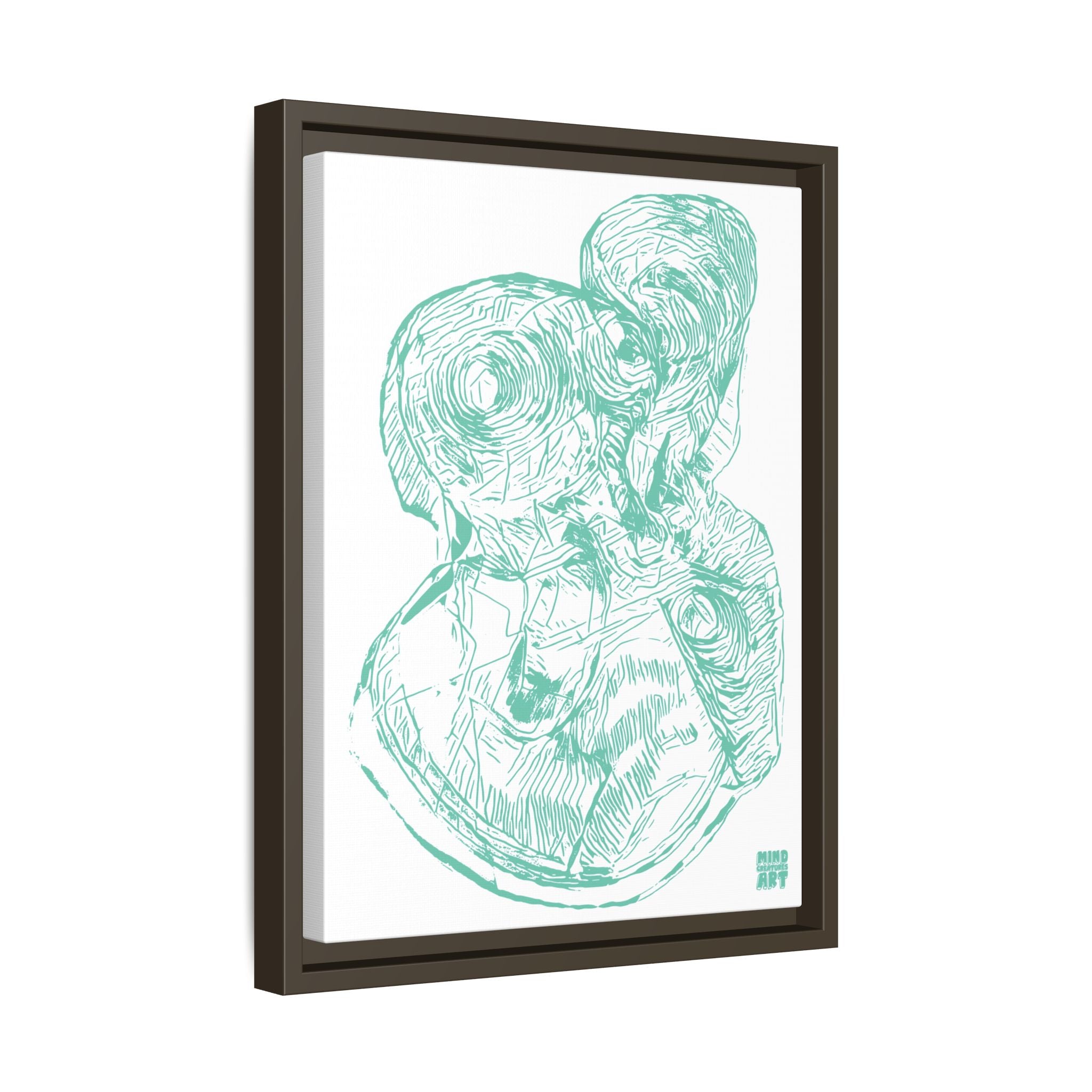 Curiosity (Teal, White Background) Matte Canvas, Framed