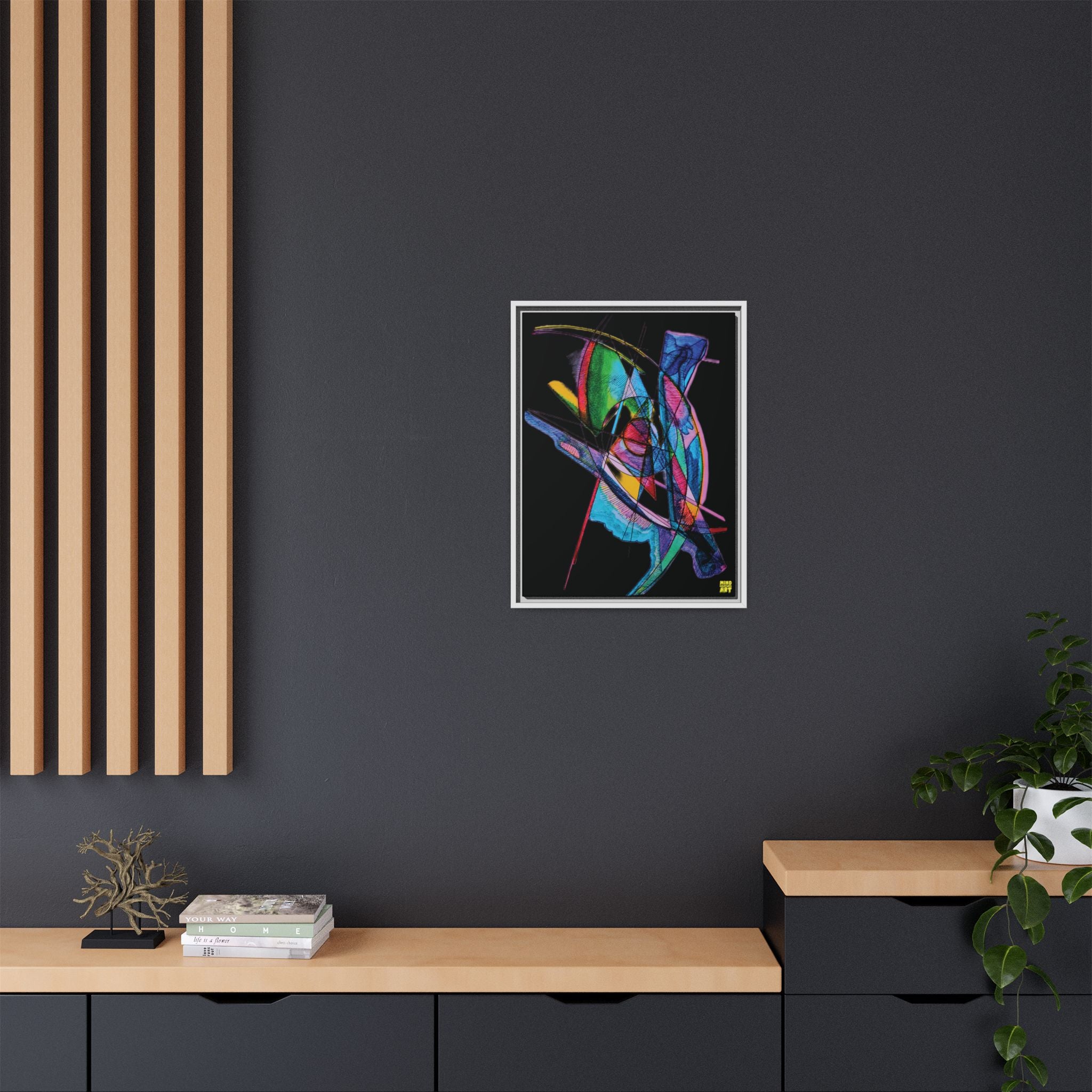 Watching (Black Background) Matte Canvas, Framed