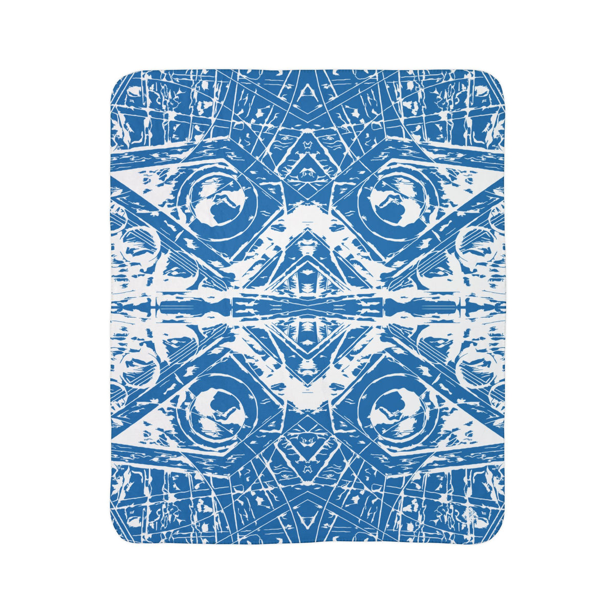 Love (White, Mirror, Blue Background) Fleece Sherpa Blanket