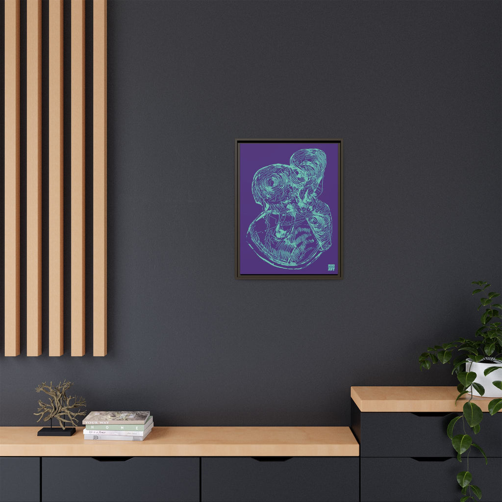 Curiosity (Teal, Purple Background) Matte Canvas, Framed