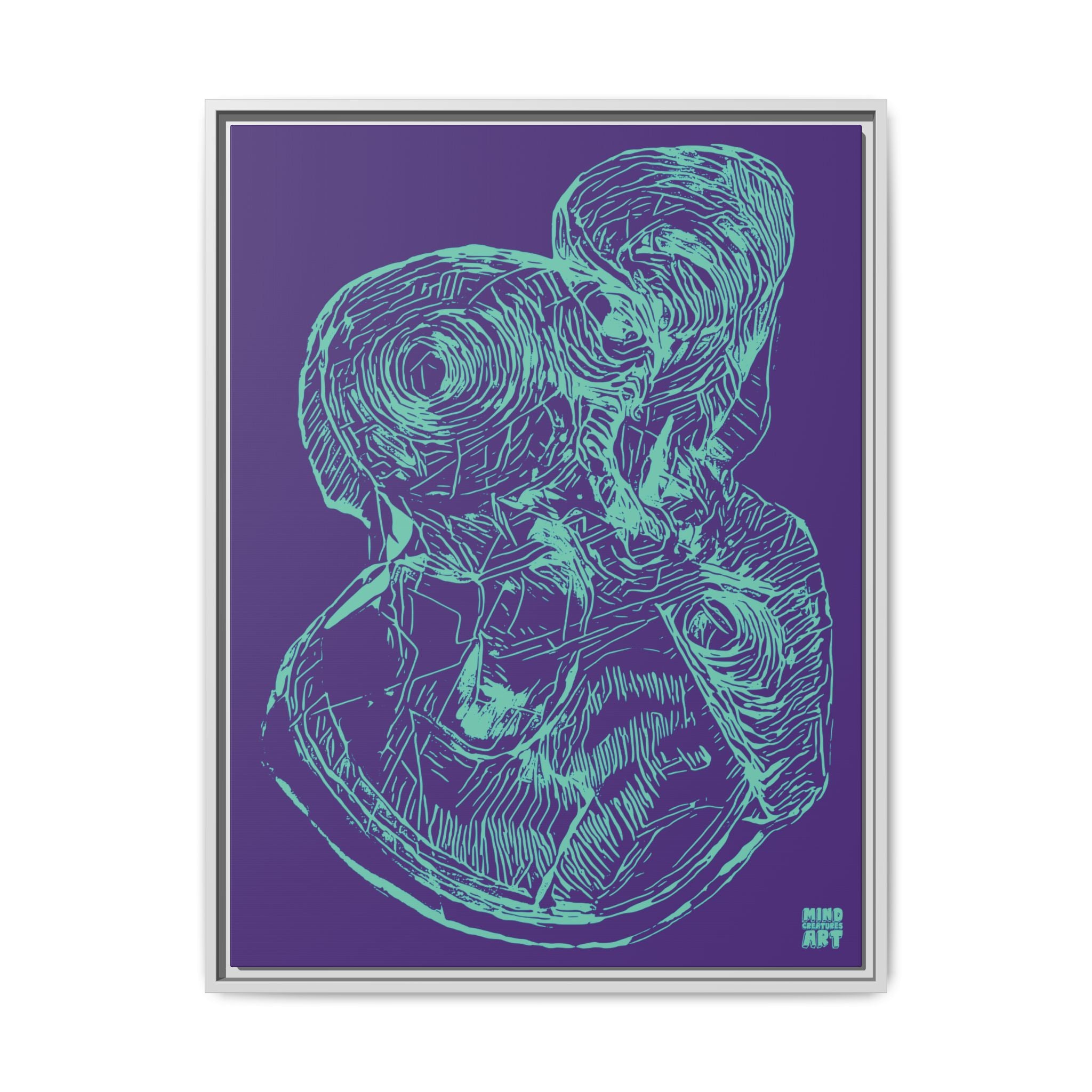 Curiosity (Teal, Purple Background) Matte Canvas, Framed
