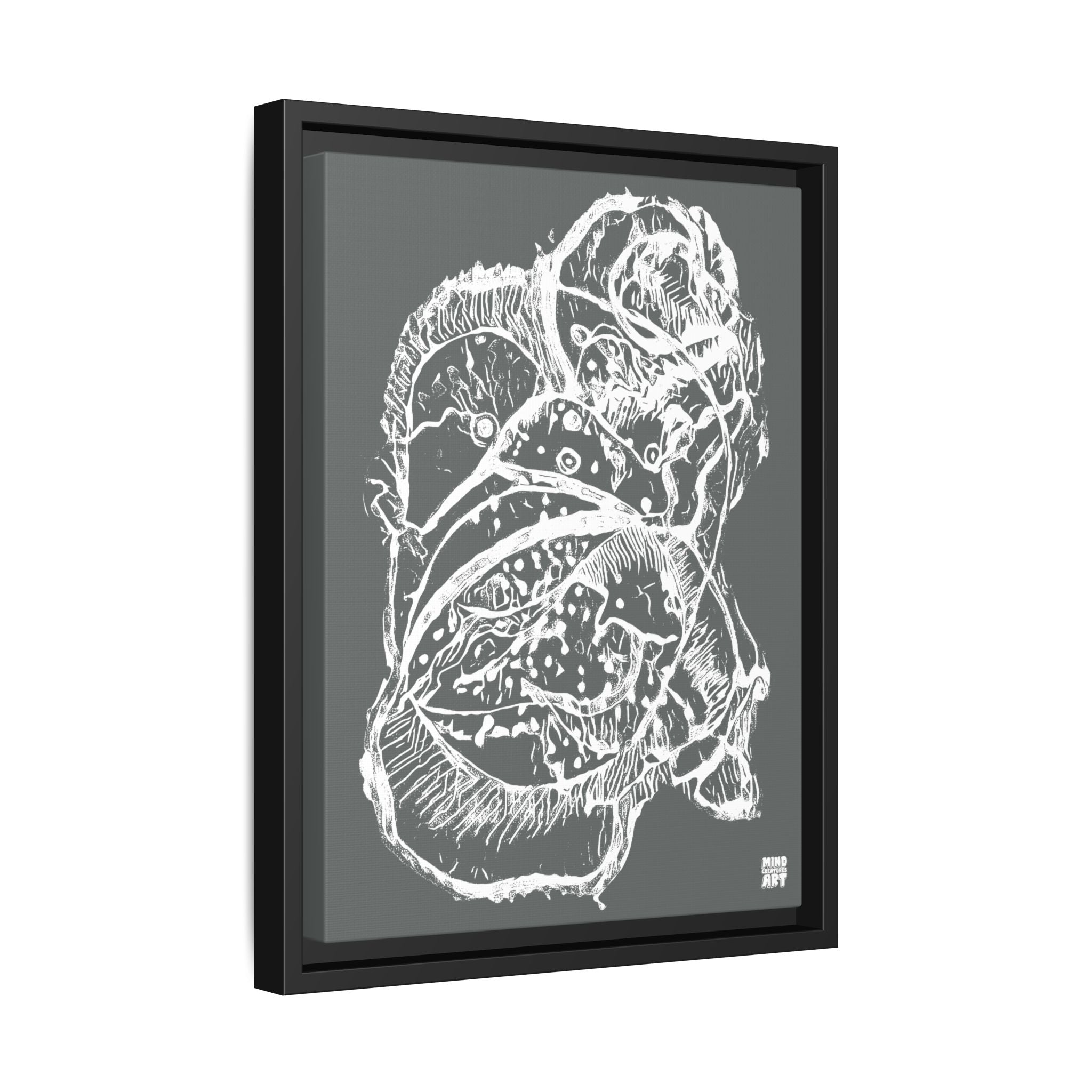 Exploration (White, Dark Gray Background) Matte Canvas, Framed