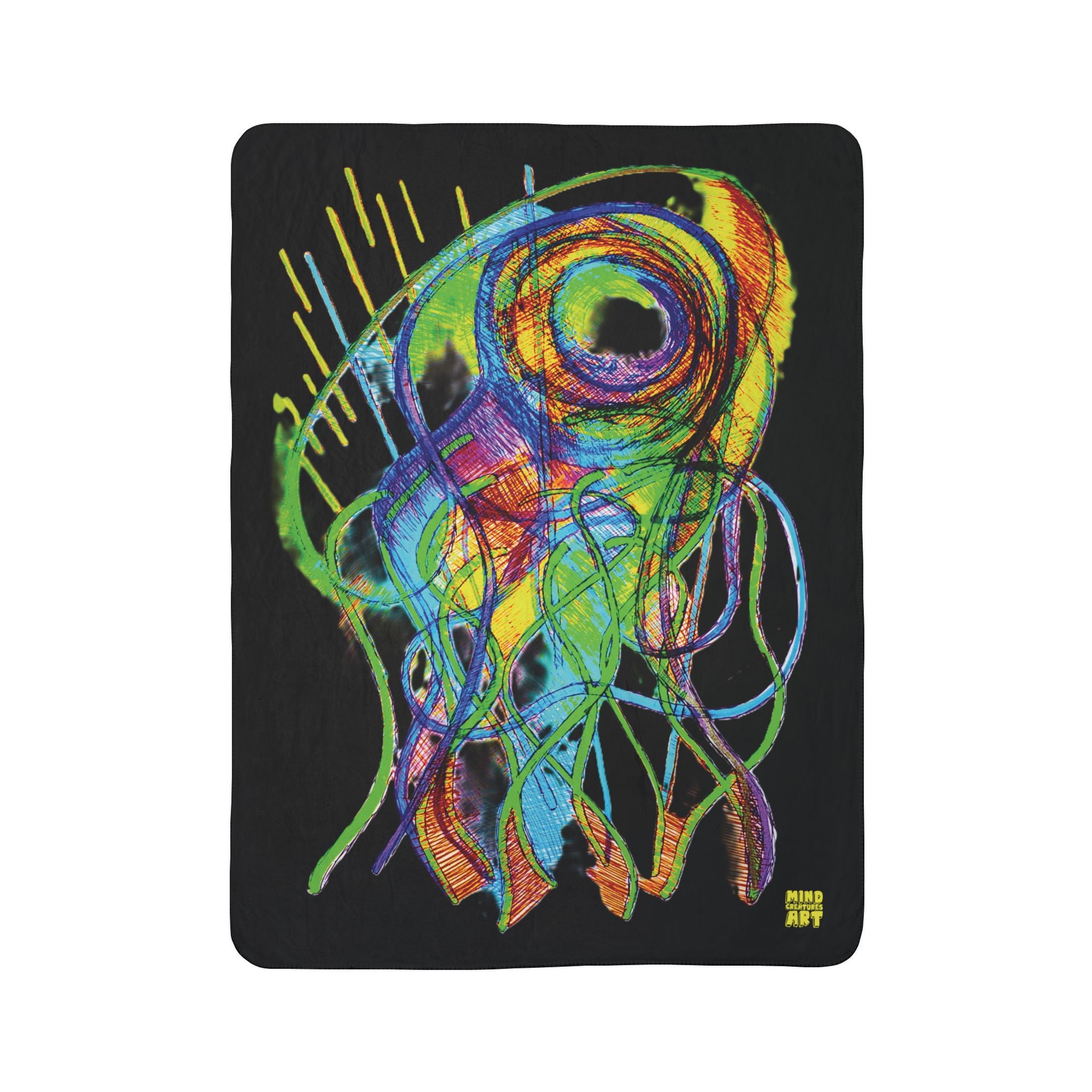 Jelly Jam (Black Background) Fleece Sherpa Blanket