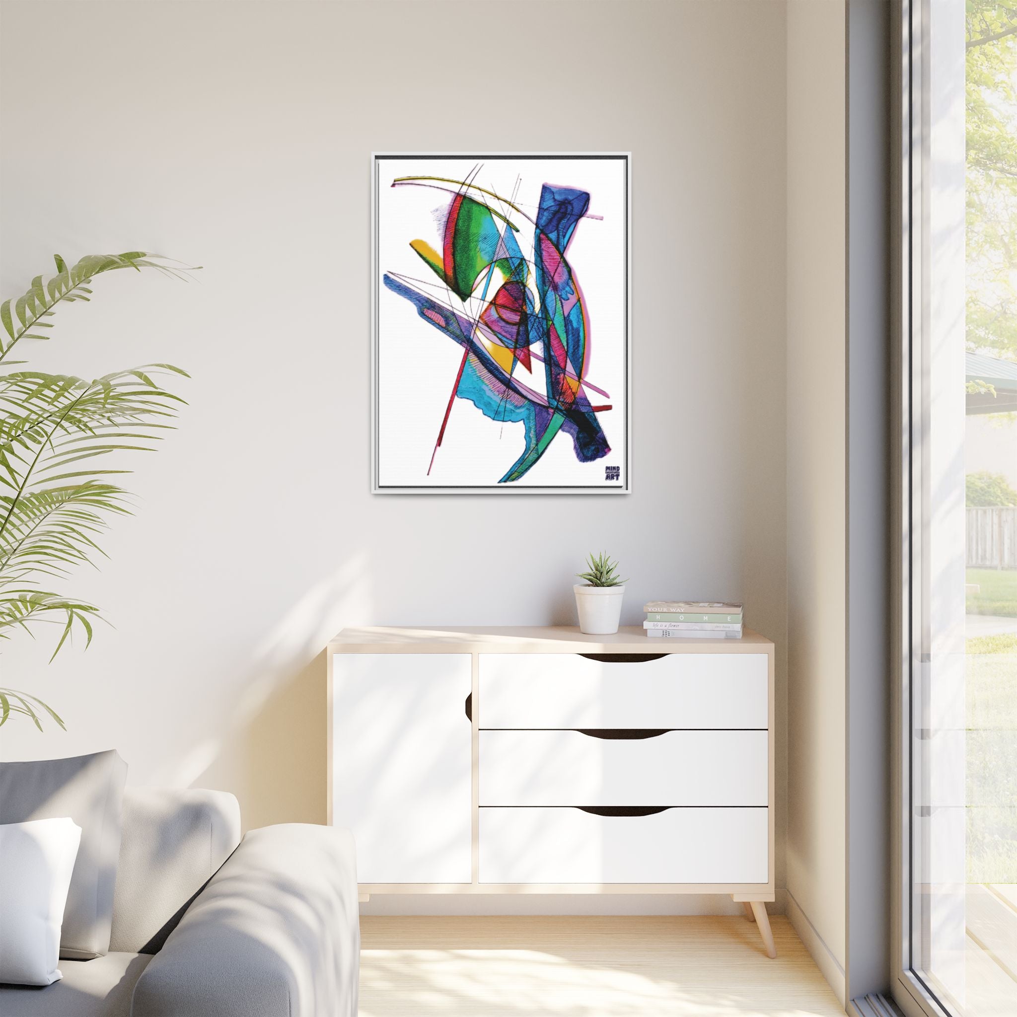 Watching (White Background) Matte Canvas, Framed