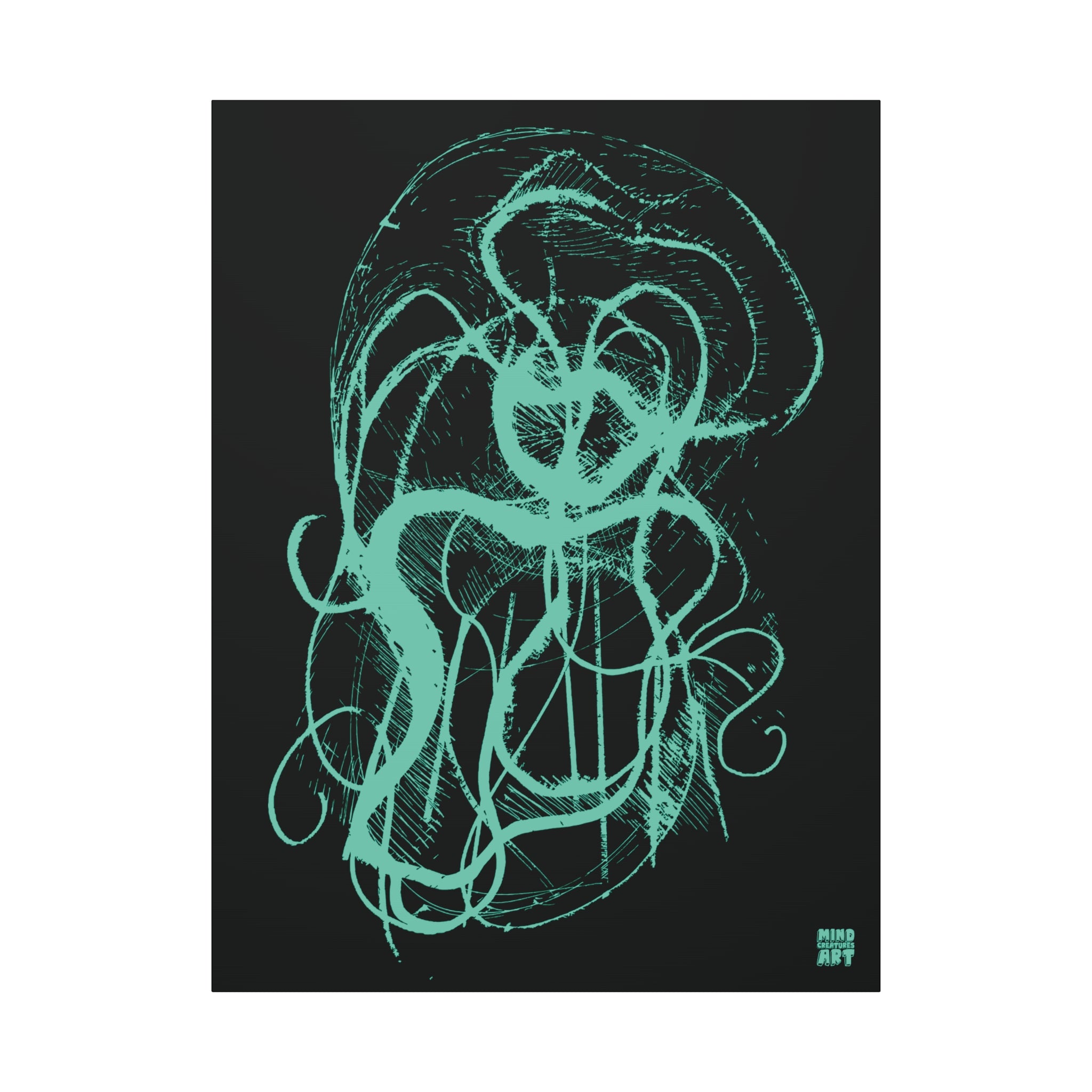 Davy Jones (Teal, Black Background) Matte Canvas, Stretched, 1.25"