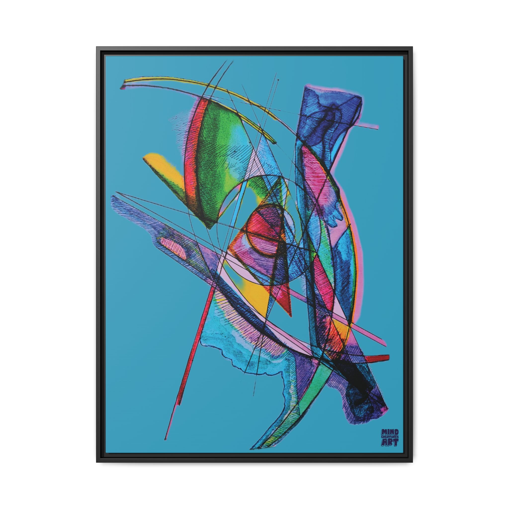 Watching (Turquoise Background) Matte Canvas, Framed