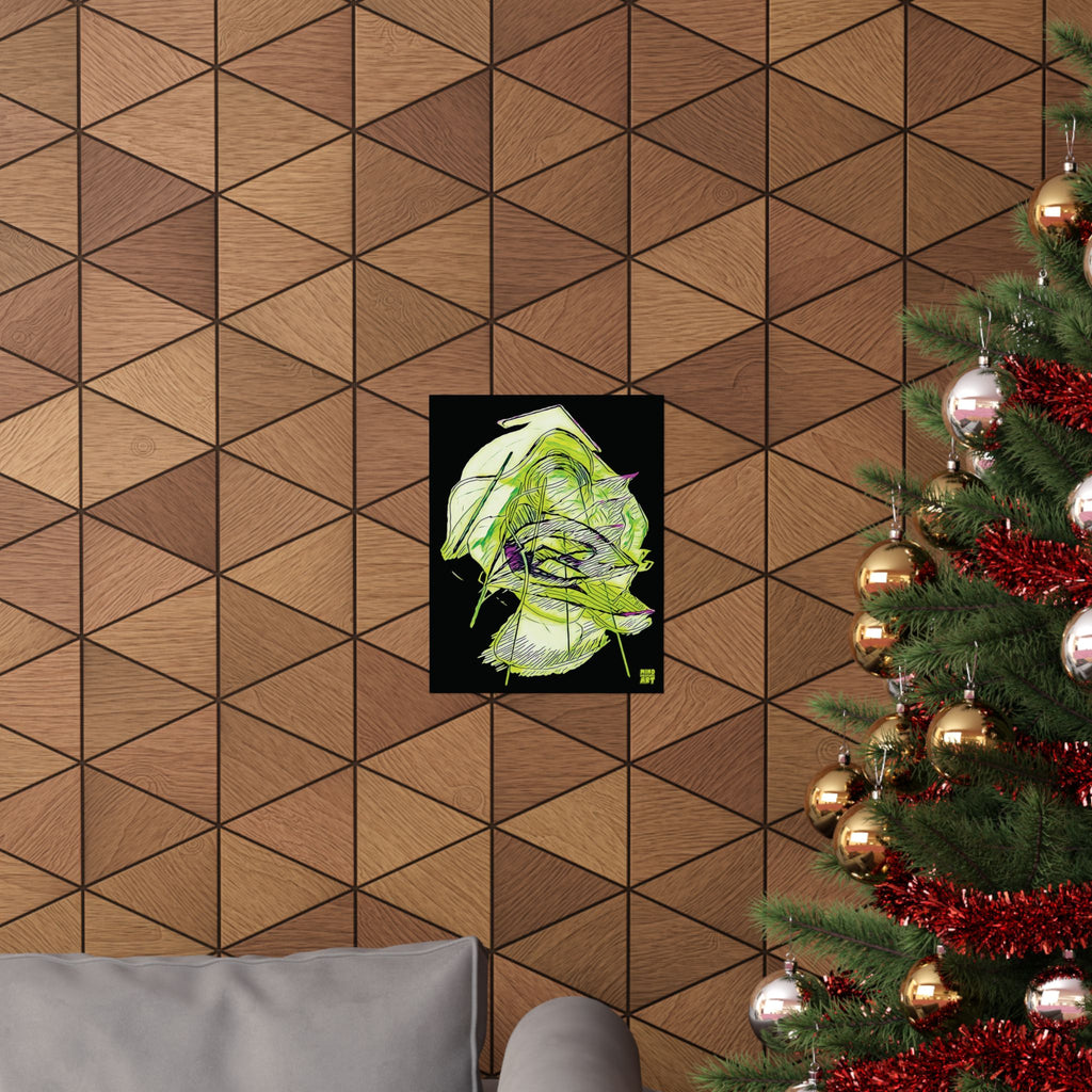 Dive Reflex (Lime, Black Background) Matte Poster