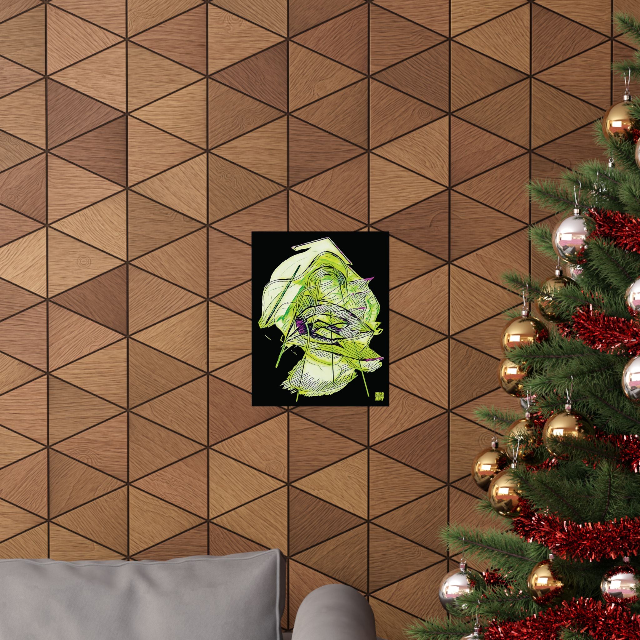 Dive Reflex (Lime, Black Background) Matte Poster