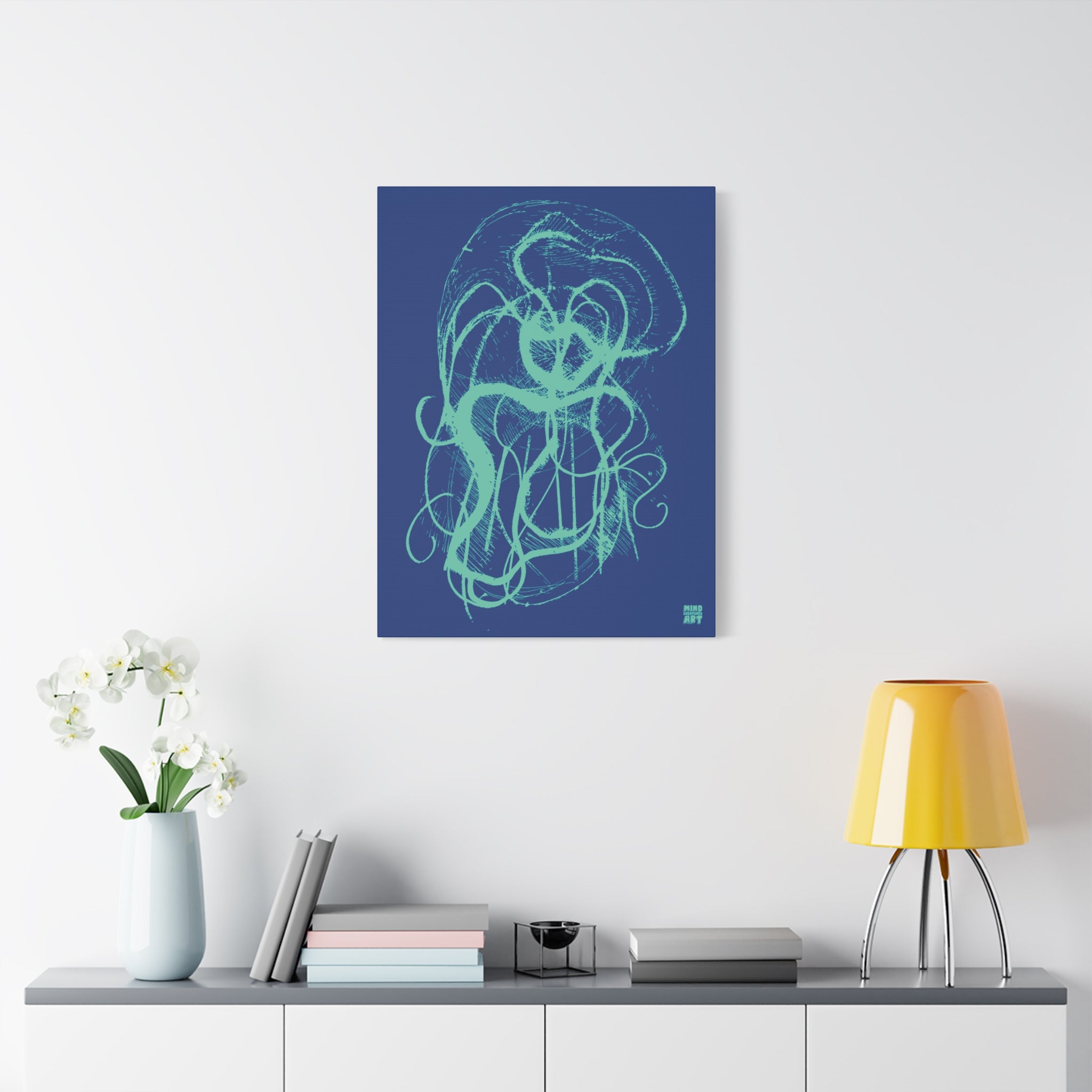Davy Jones (Teal, Dark Blue Background) Matte Canvas, Stretched, 1.25"