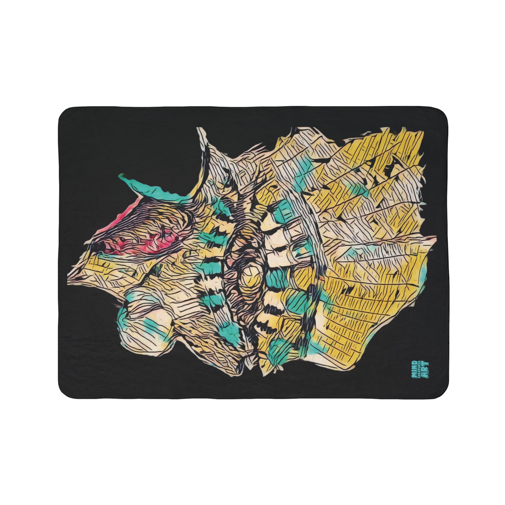 Hypnagogic (Gold, Black Background) Fleece Sherpa Blanket