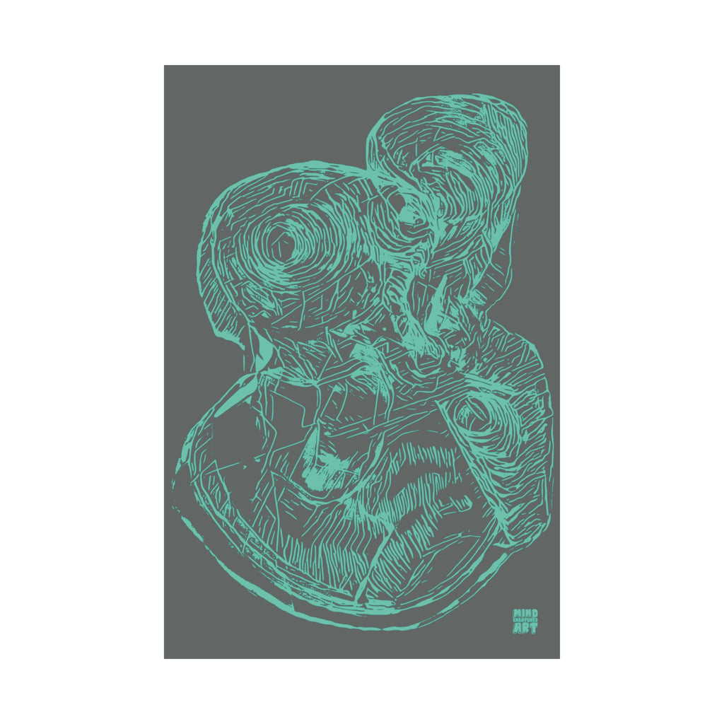 Curiosity (Teal, Dark Gray Background) Matte Poster