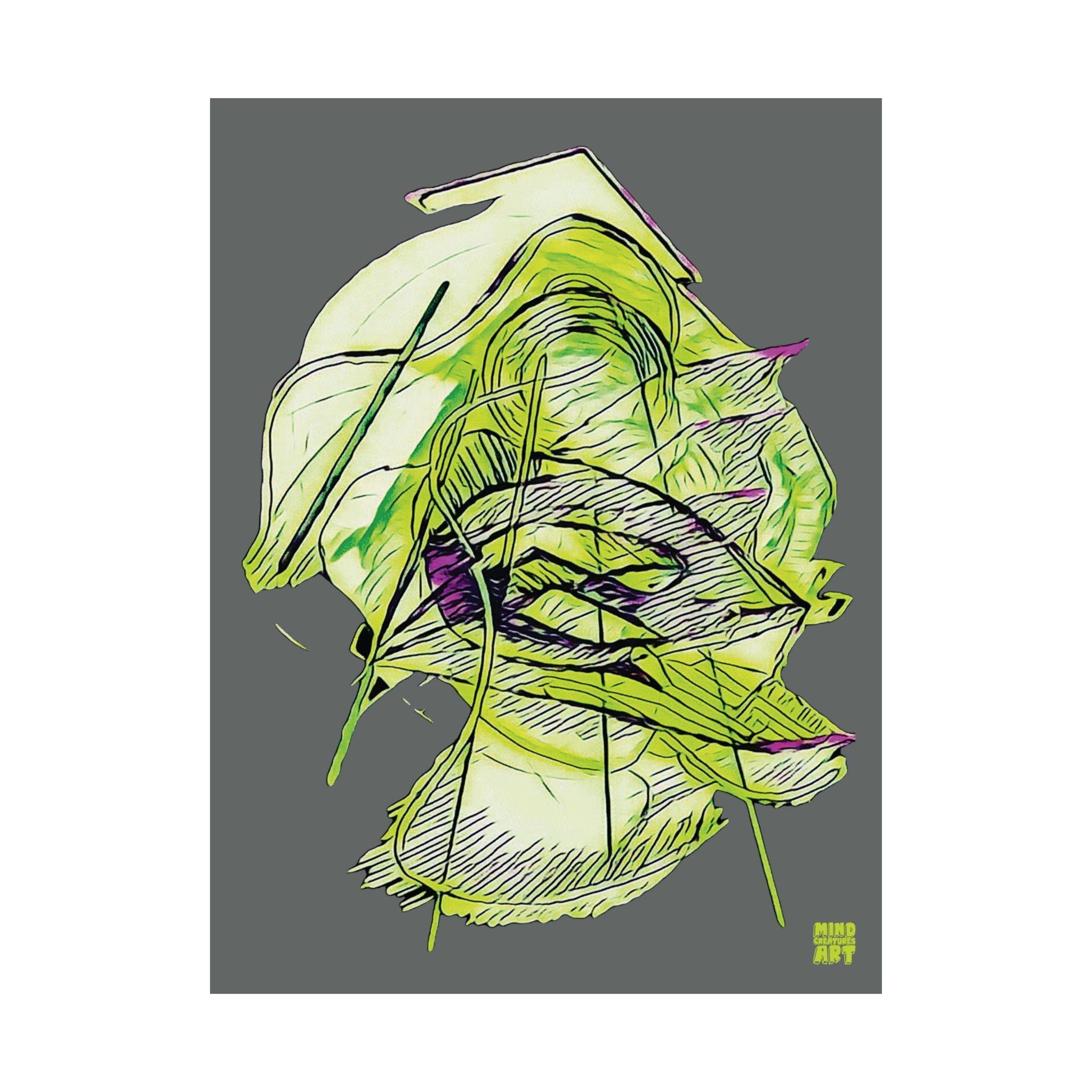 Dive Reflex (Lime, Dark Gray Background) Matte Poster