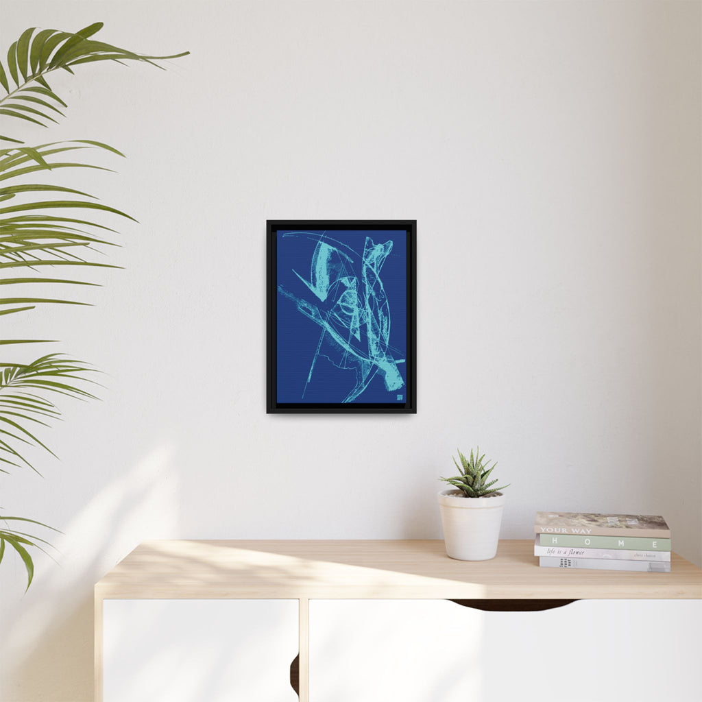 Watching (Aqua, Dark Blue Background) Matte Canvas, Framed