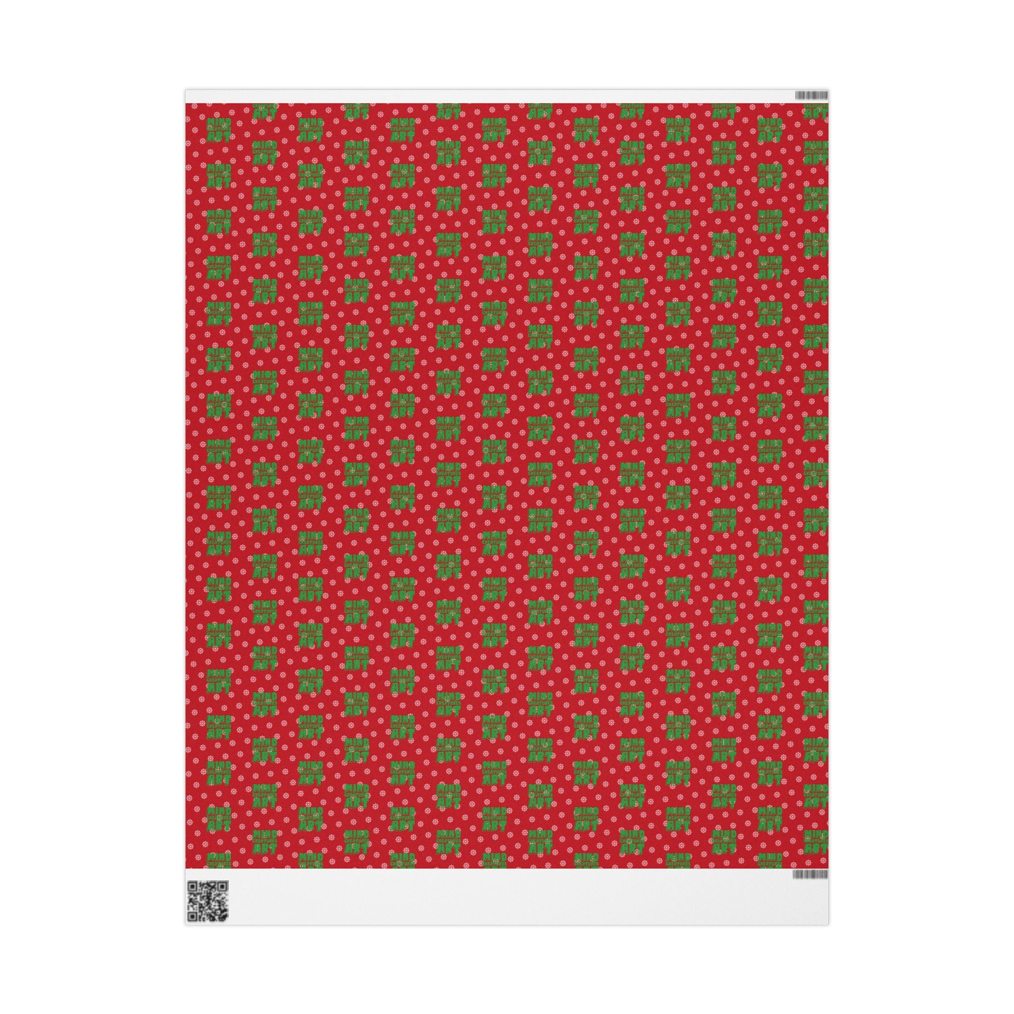 MCA Logo & Snowflake (Green, Red Background) Heavy Wrapping Paper