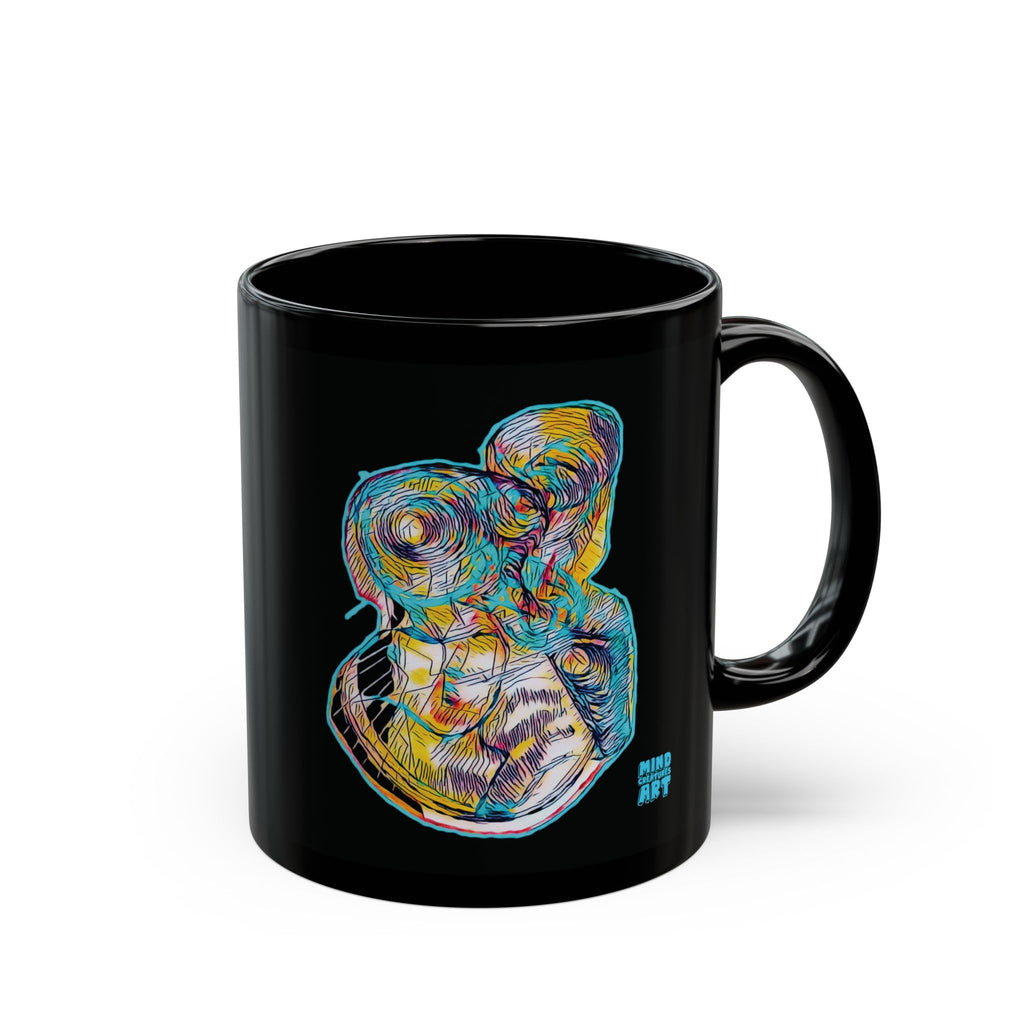 Curiosity (Teal) Black Ceramic Mug (11oz, 15oz)