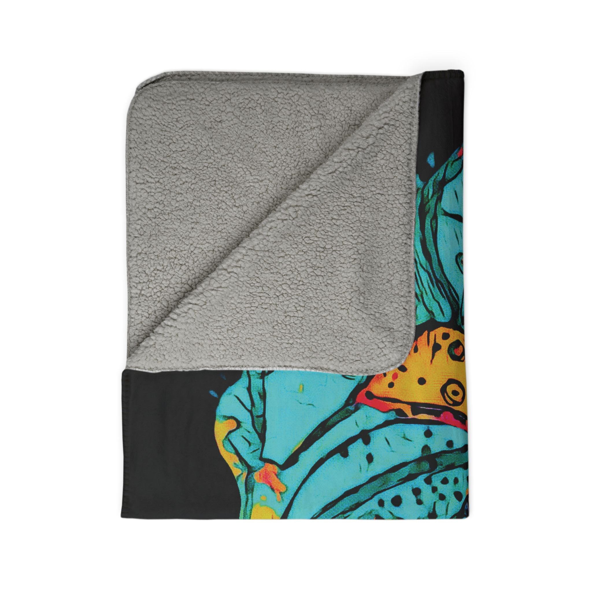Exploration (Teal, Black Background) Fleece Sherpa Blanket
