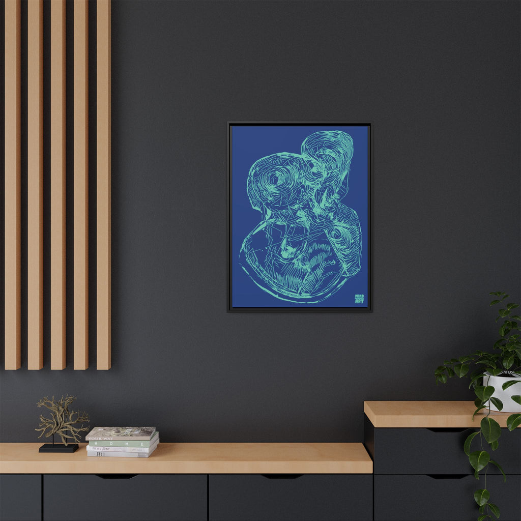 Curiosity (Teal, Dark Blue Background) Matte Canvas, Framed