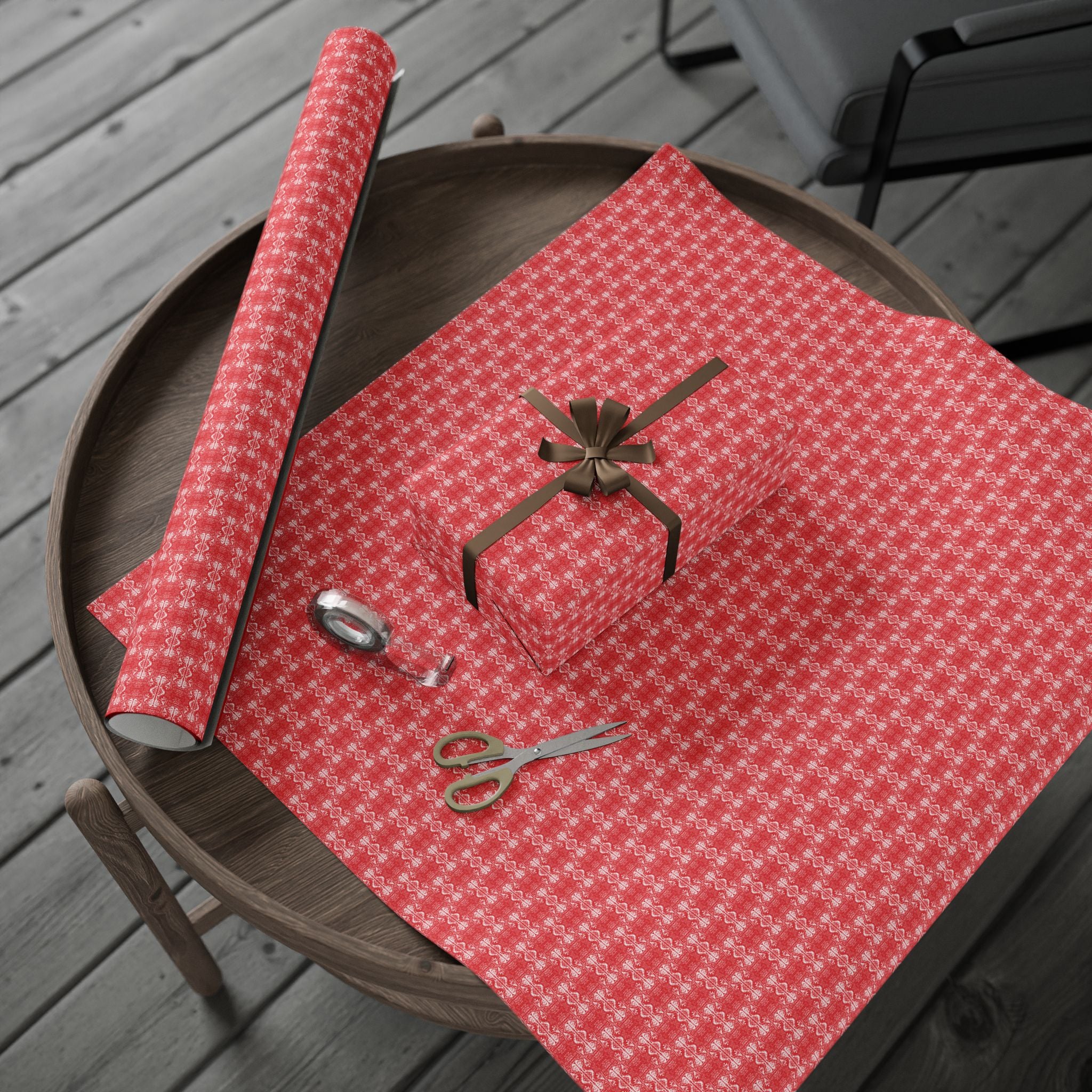 Love (White, Red Background) Heavy Wrapping Paper